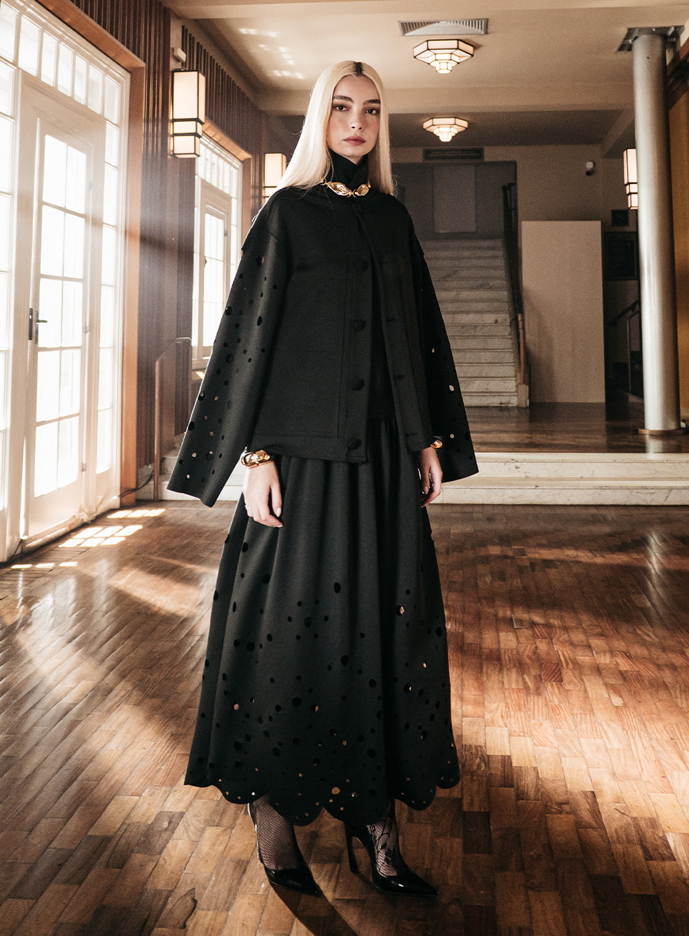 SK LASER BOTTOM BLACK DRESS