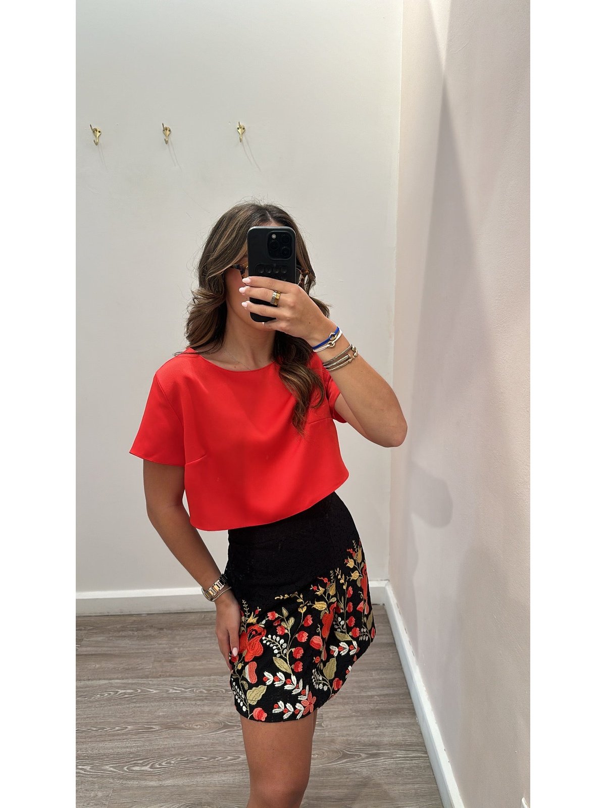 LOTTUS BLACK EMBROIDERY DETAIL SKIRT