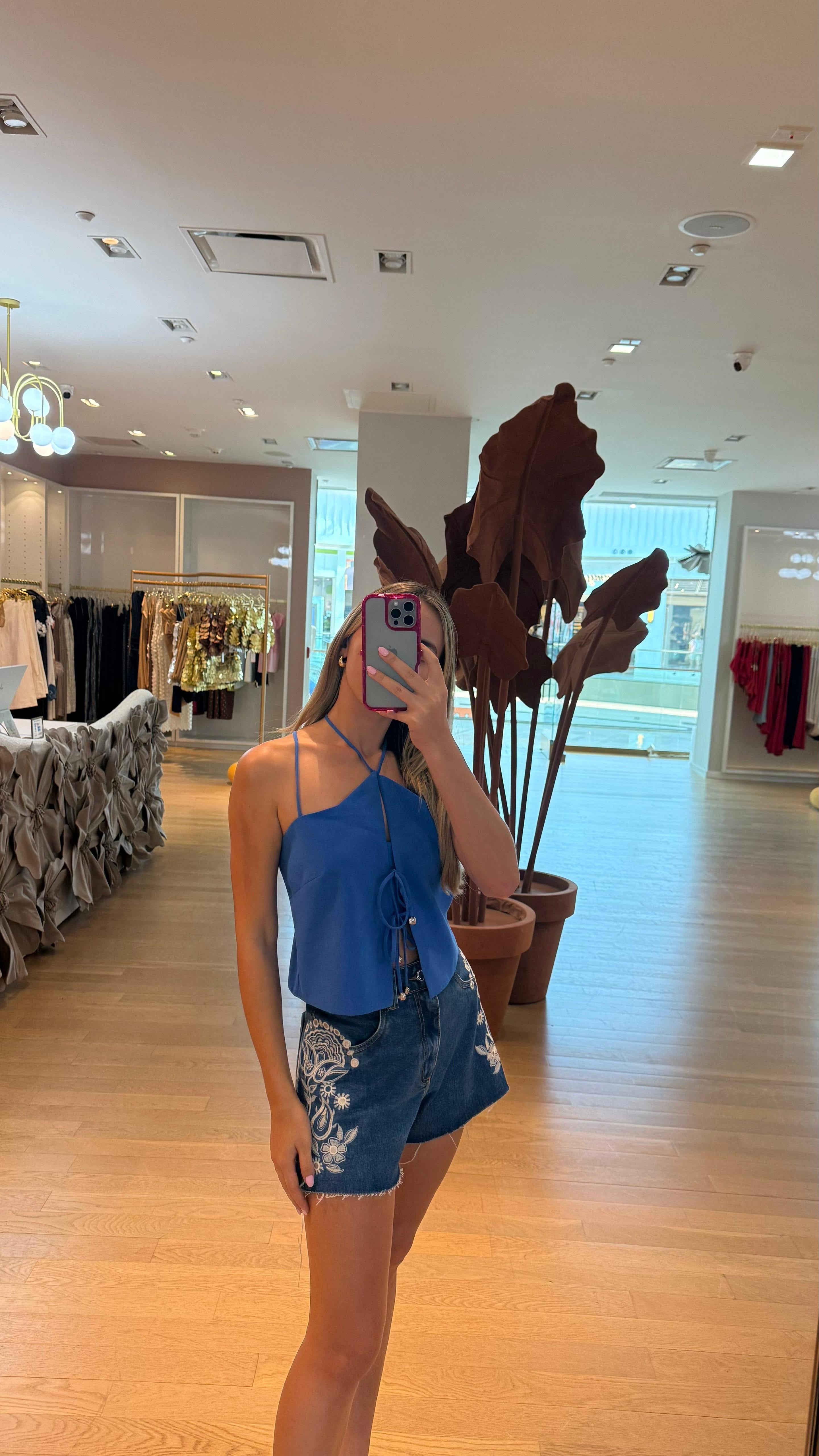 TD BLUE FRONT TIE TOP