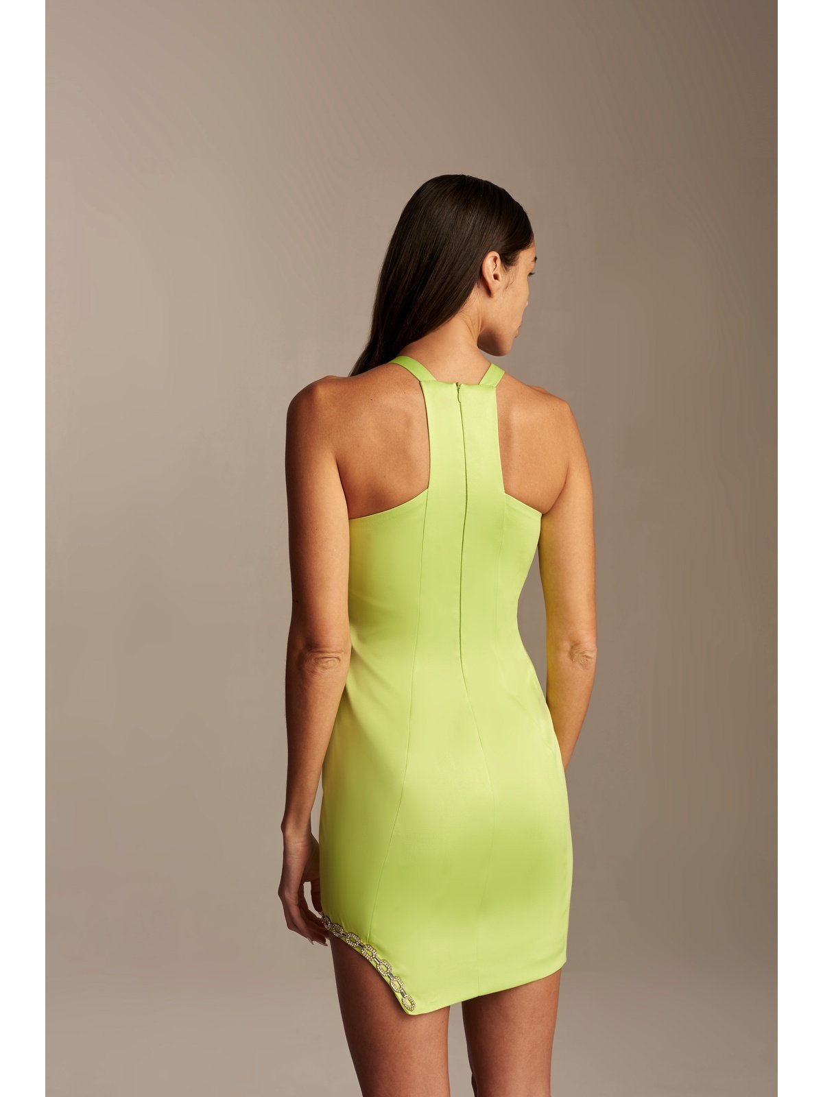 LIME DRESS WITH CHAIN DETAIL