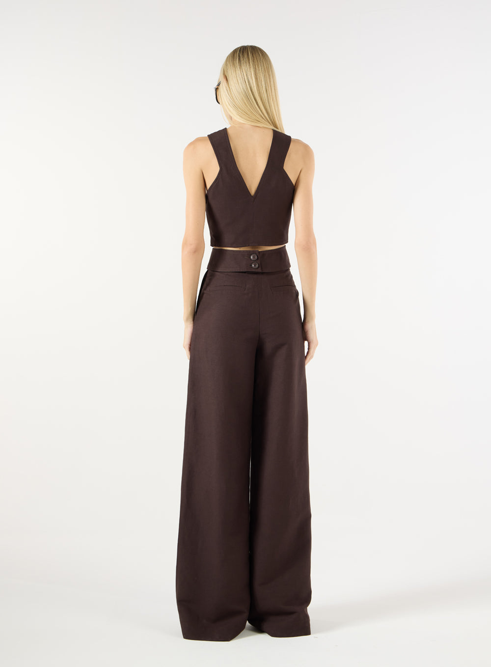 SK BROWN CROSSED TOP MATCHING SET