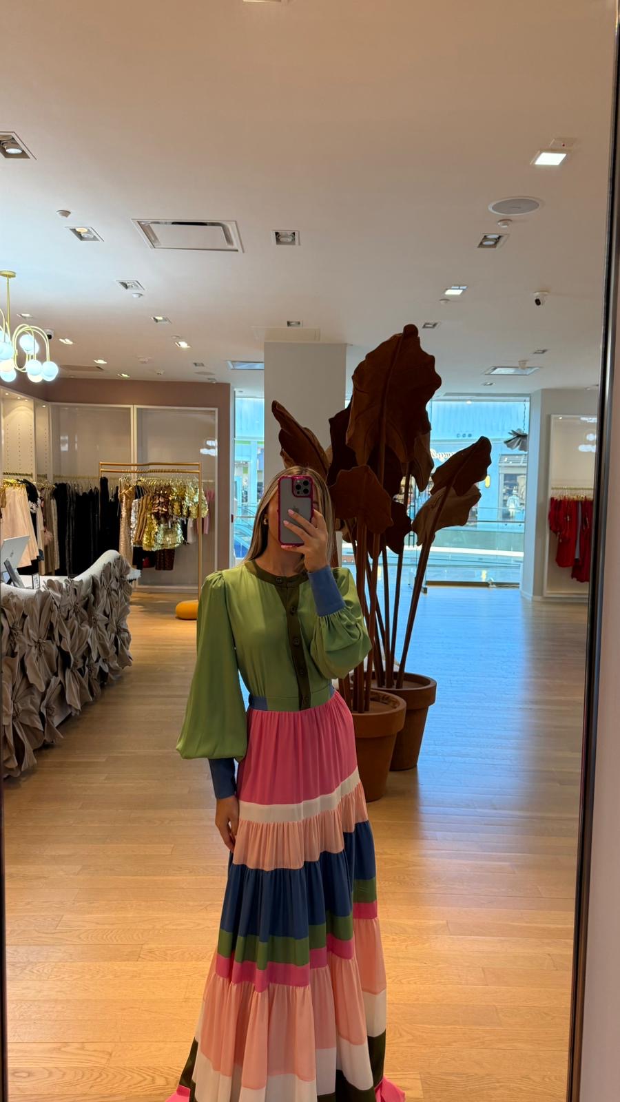 SKAZI LONG SLEEVE GREEN DRESS