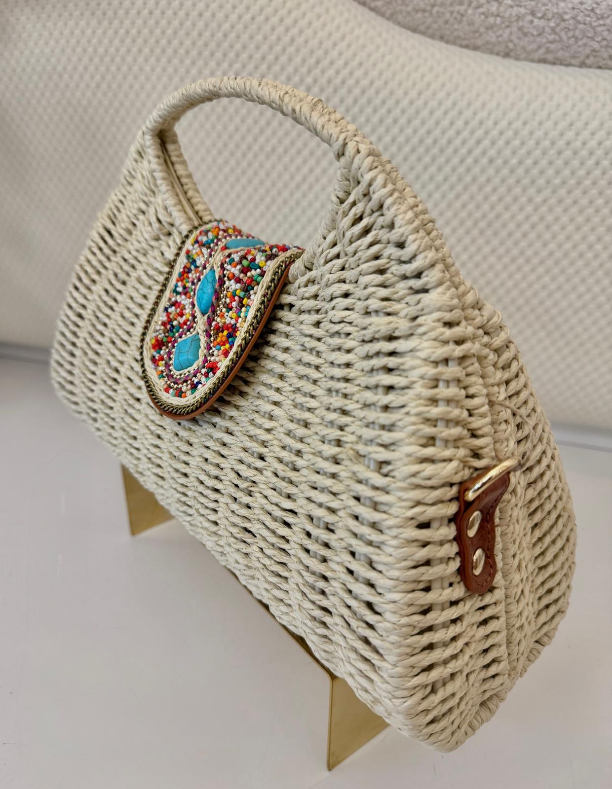 IV BLUE GEMSTONE STRAW BAG