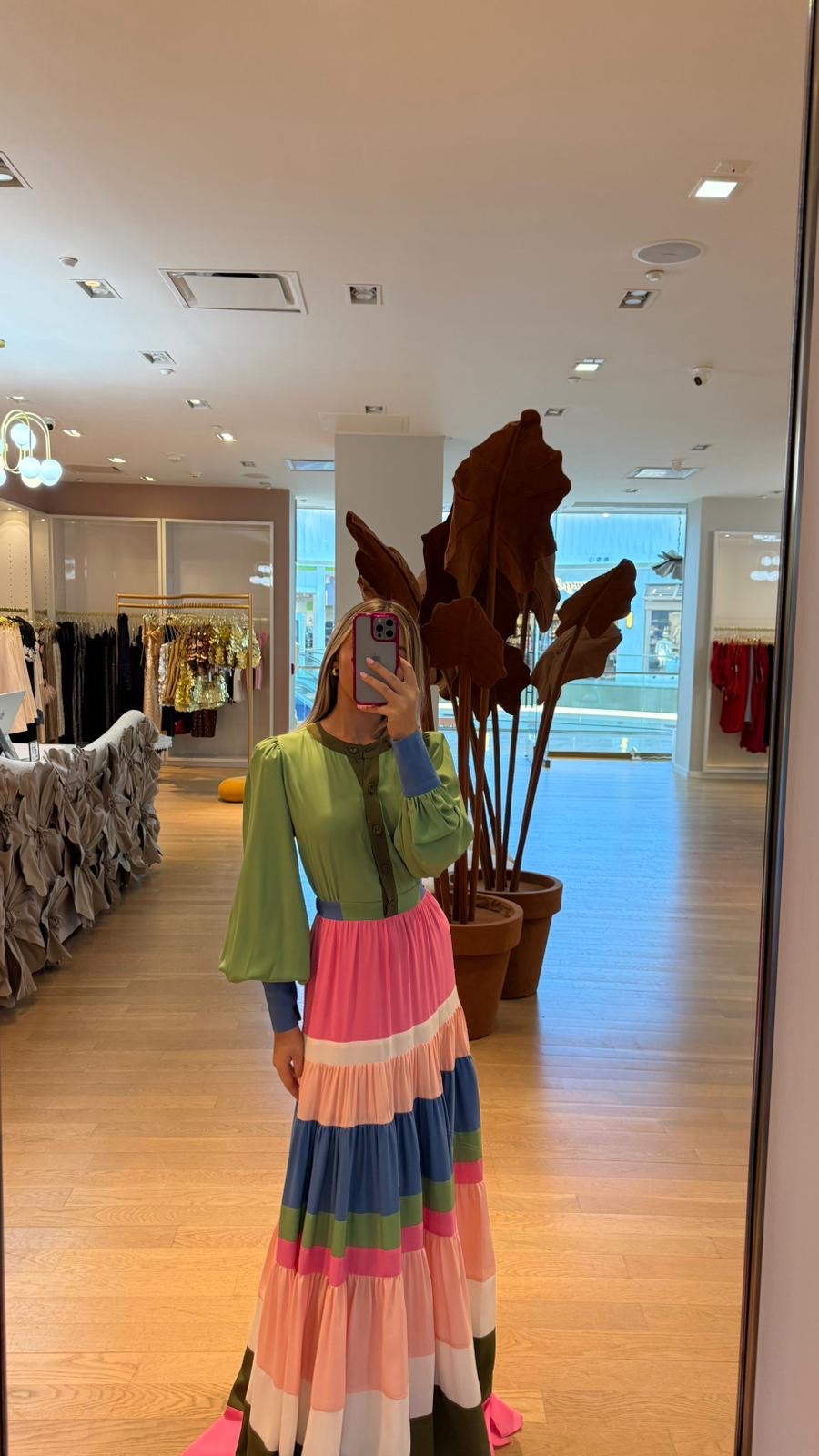 SKAZI LONG SLEEVE GREEN DRESS