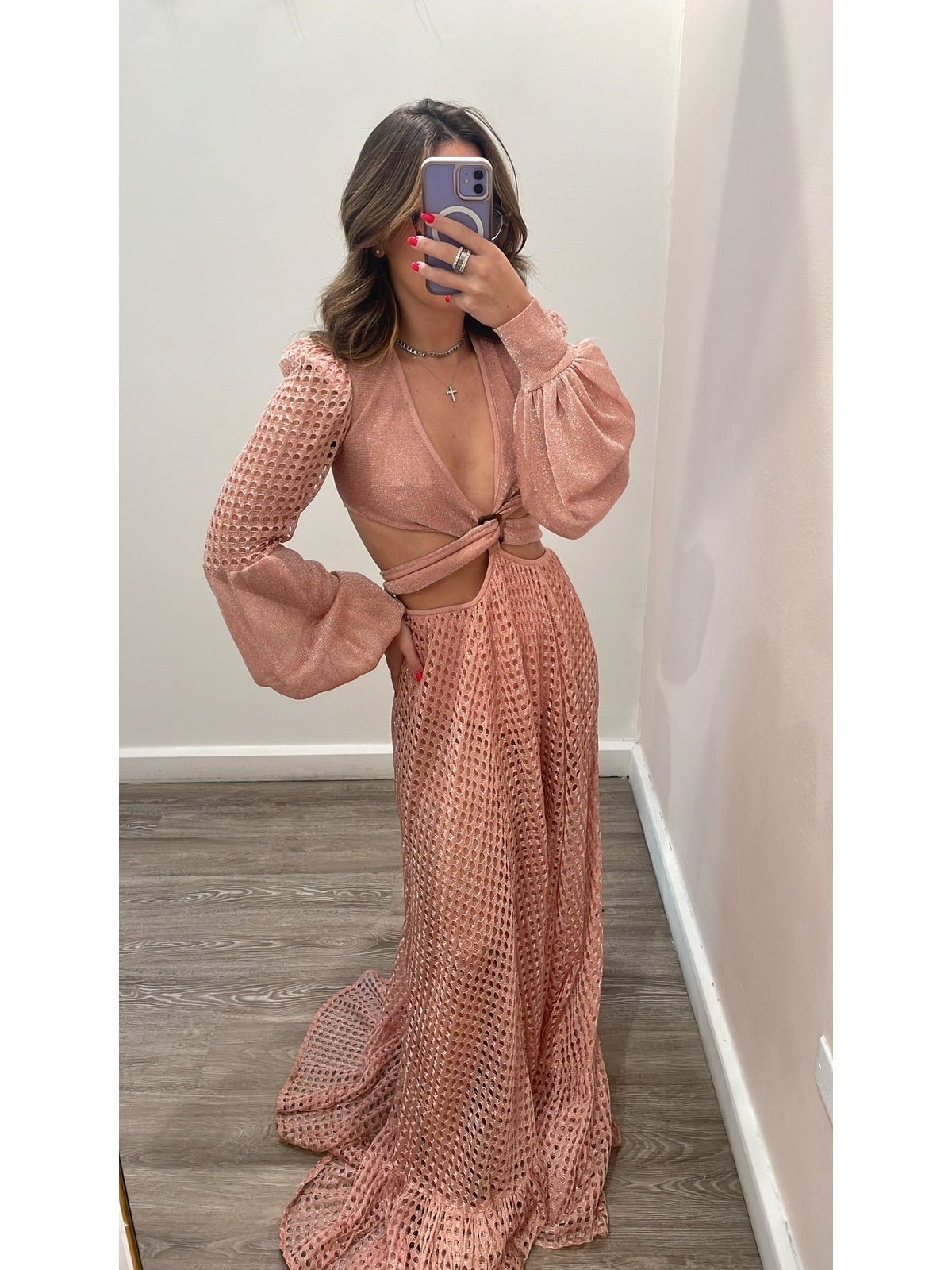 SK GLITTER ROSE LONG DRESS
