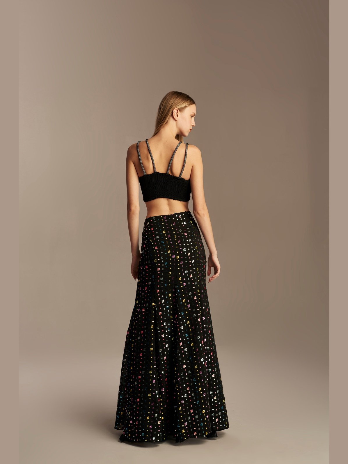 TOP AND SKIRT RHINESTONES BLACK