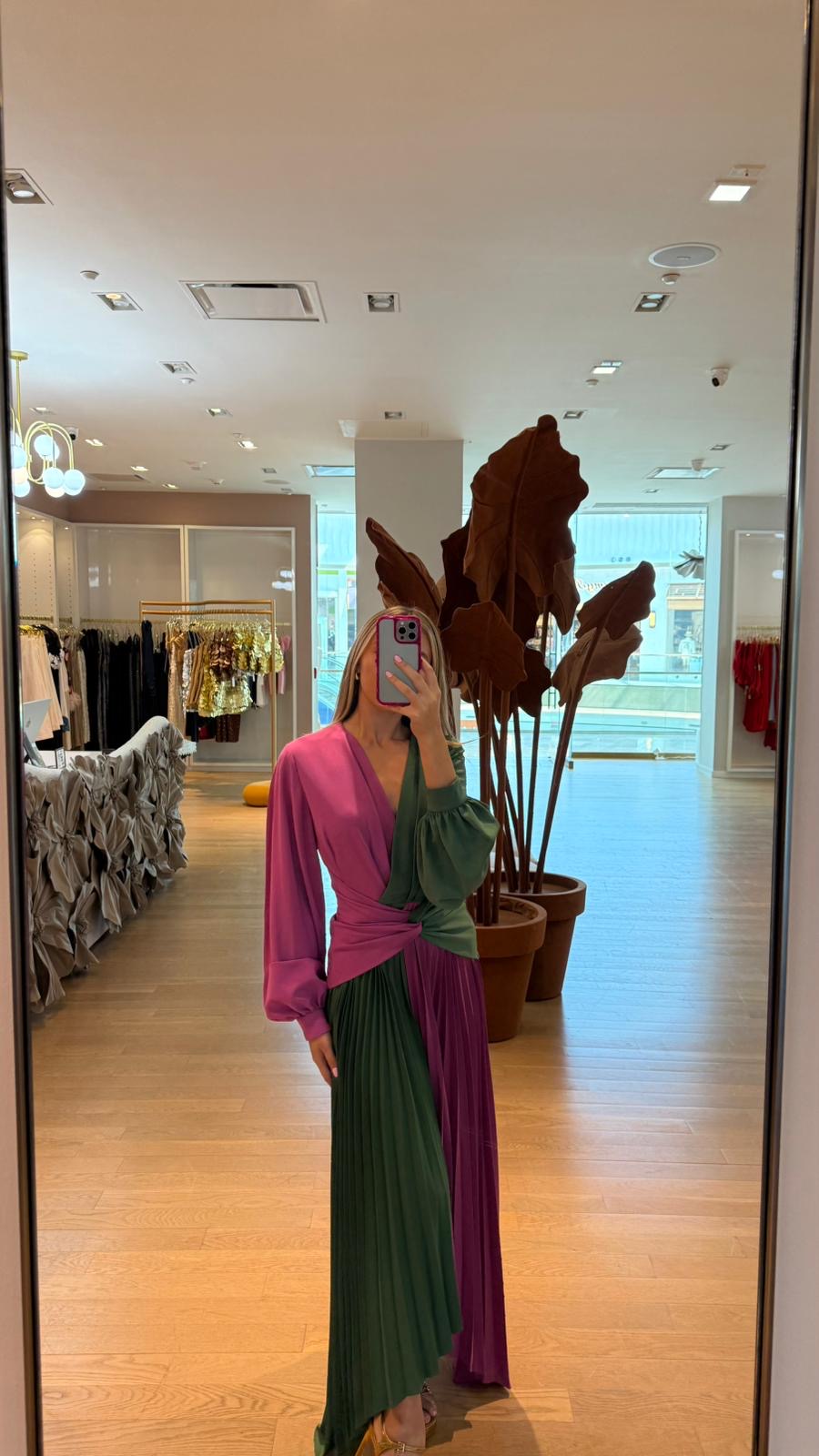 SKAZI GREEN AND PURPLE DRESS