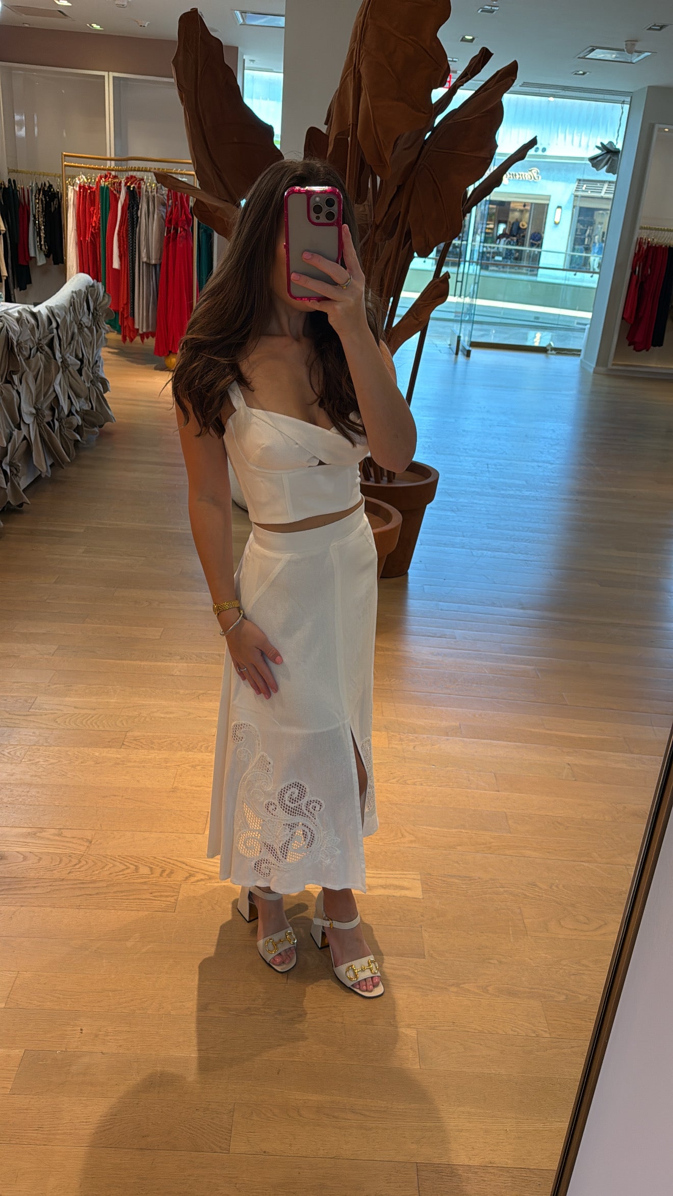 SK WHITE LINEN SKIRT SET