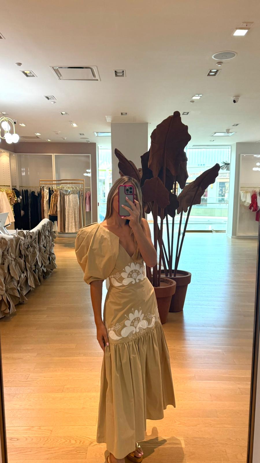 VESTIDO MANGA BEIGE