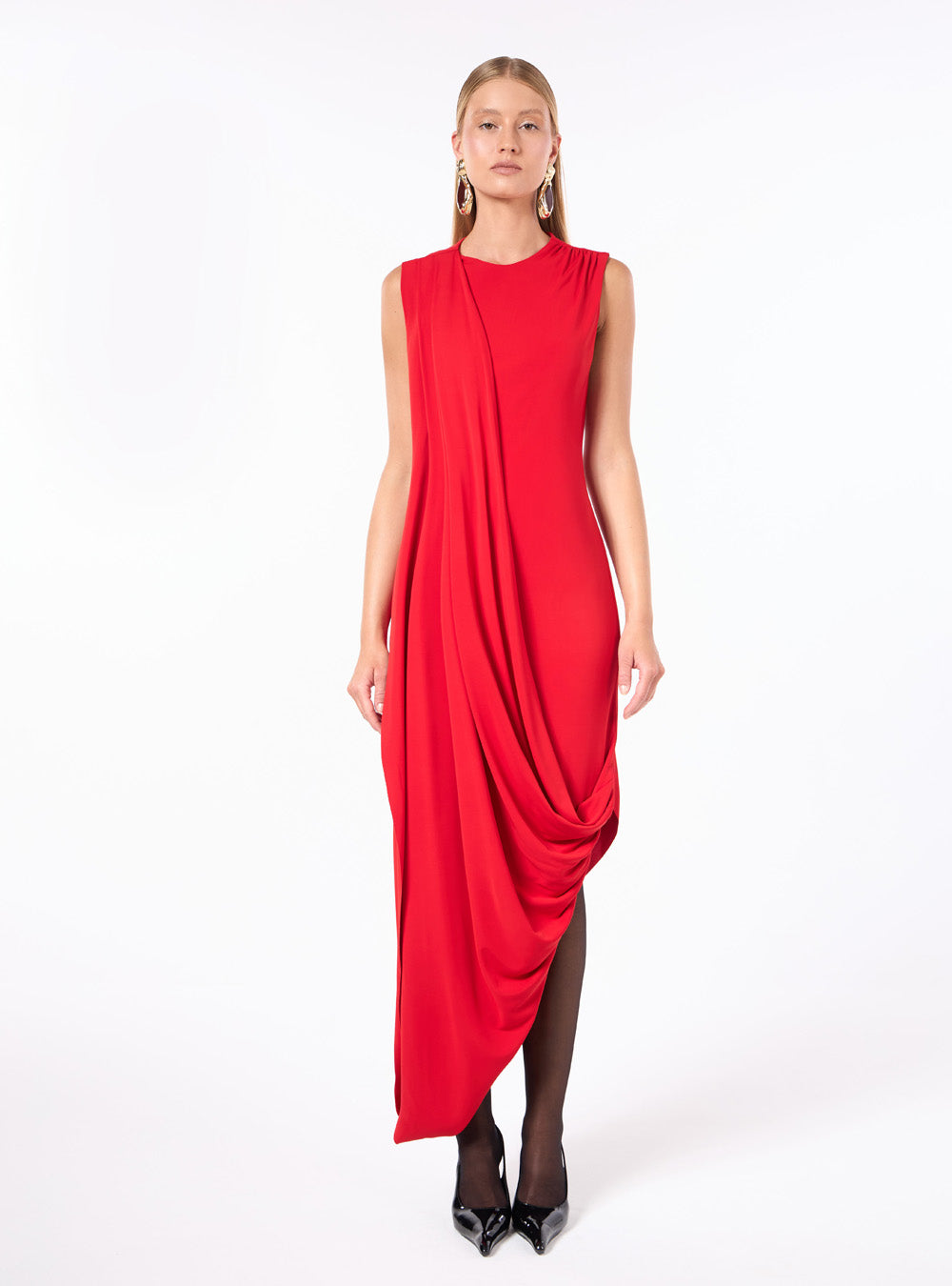 SK MIDI DRAPPED DRESS