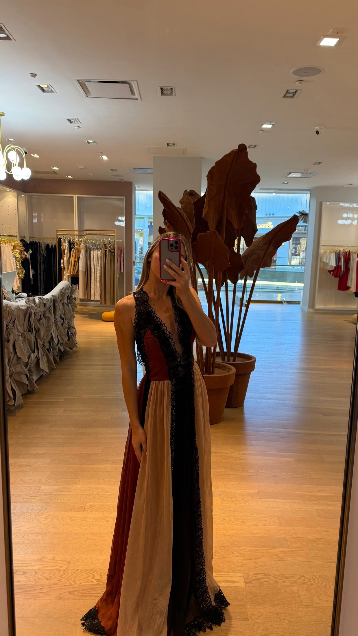 SKAZI BLACK AND BROWN DRESS