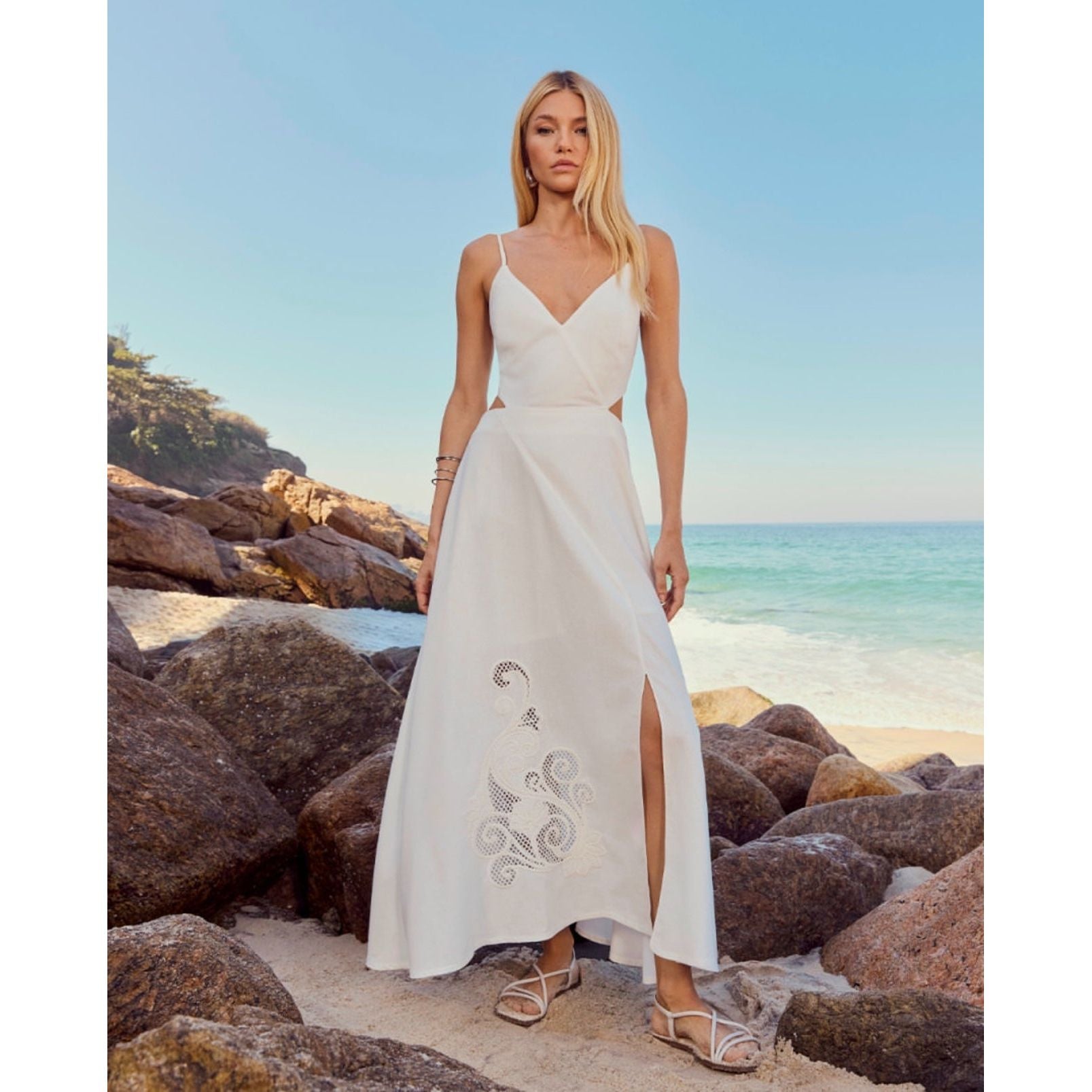 SK MAXI LINEN DRESS CROSSED BACK