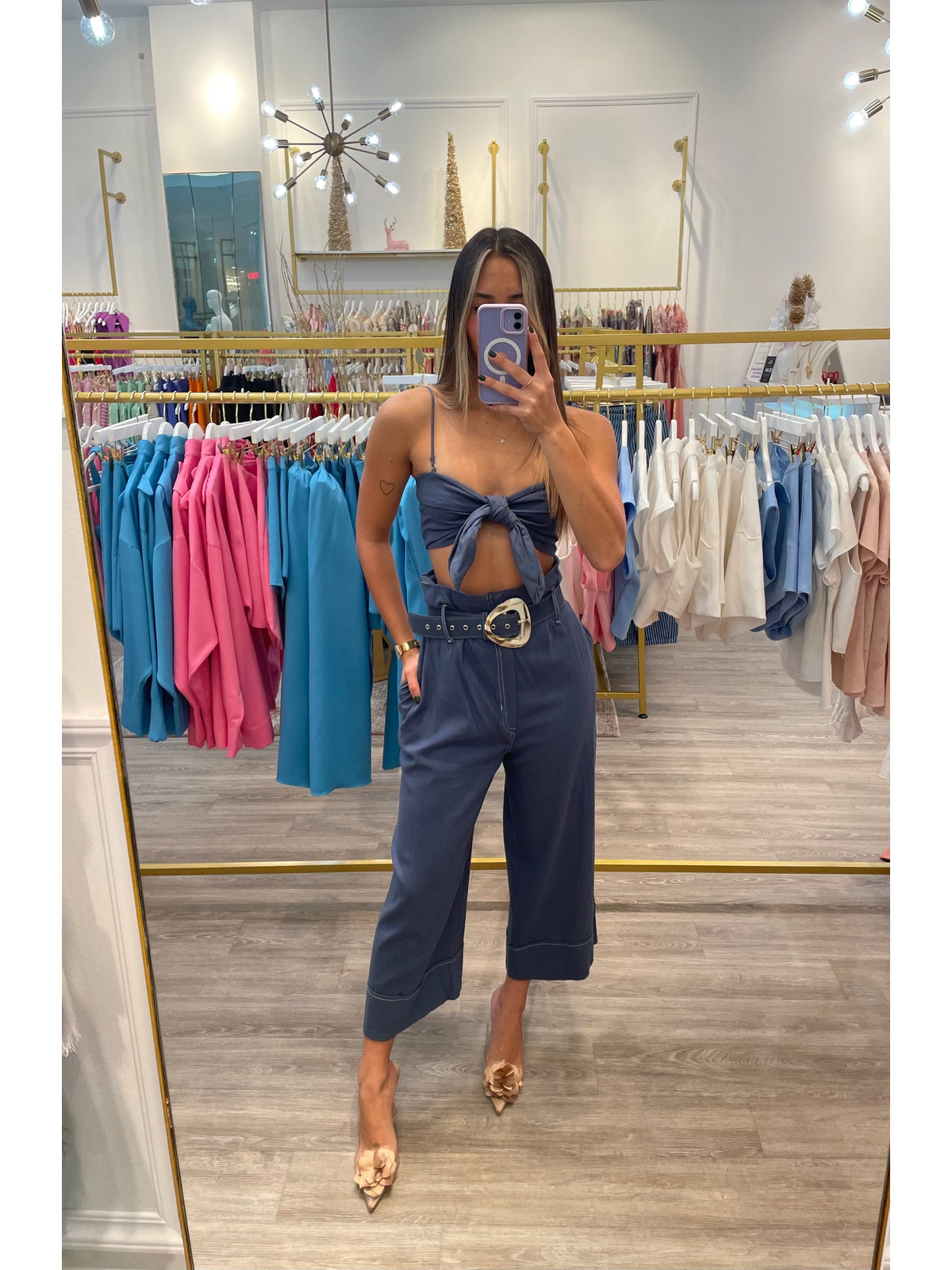 SC BLUE CROP AND PANT SET