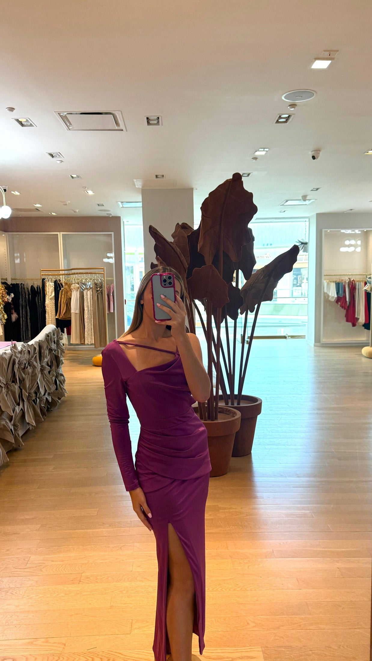 TD PURPLE ONE SHOULDER DRESS