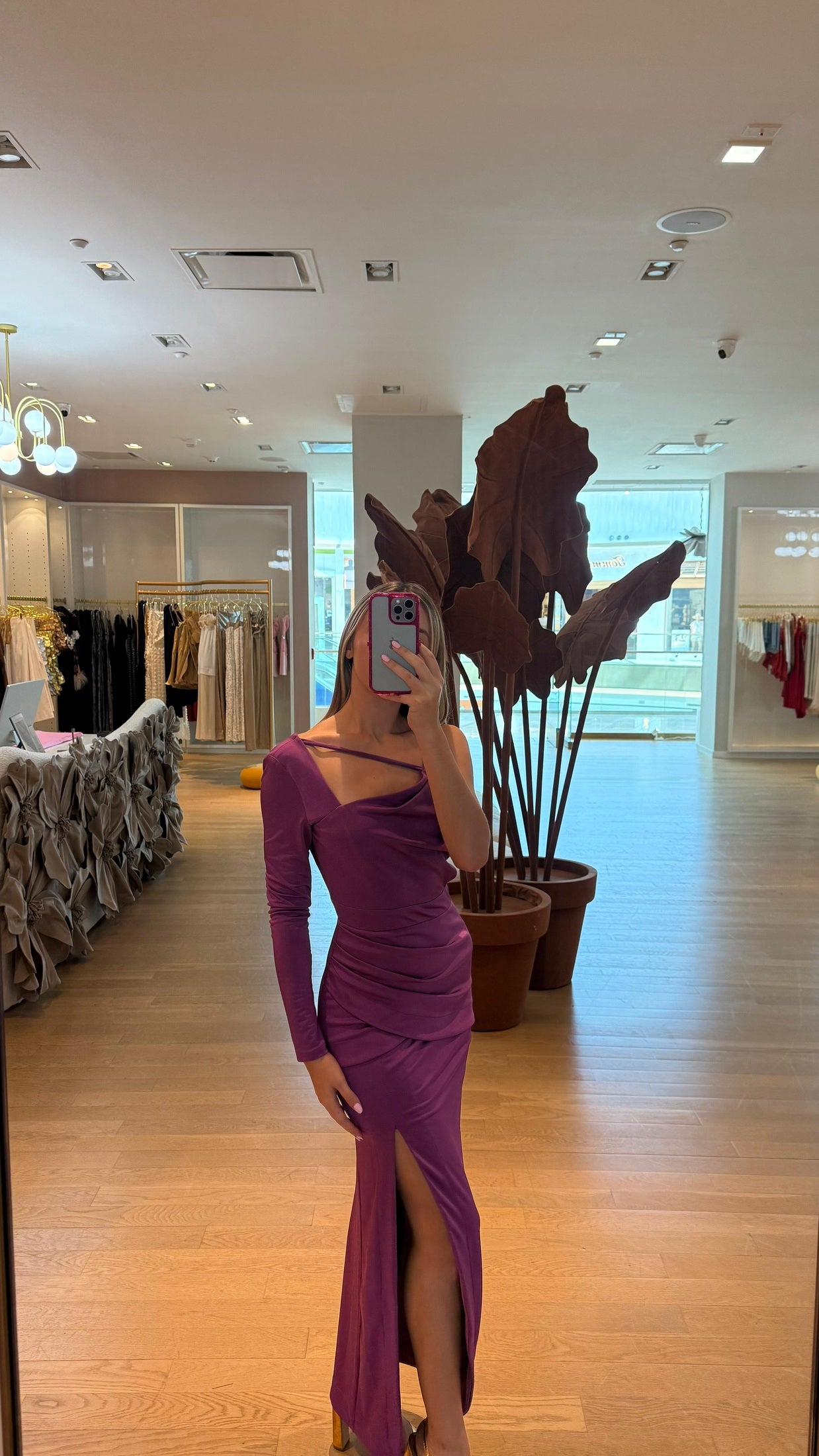TD PURPLE ONE SHOULDER DRESS