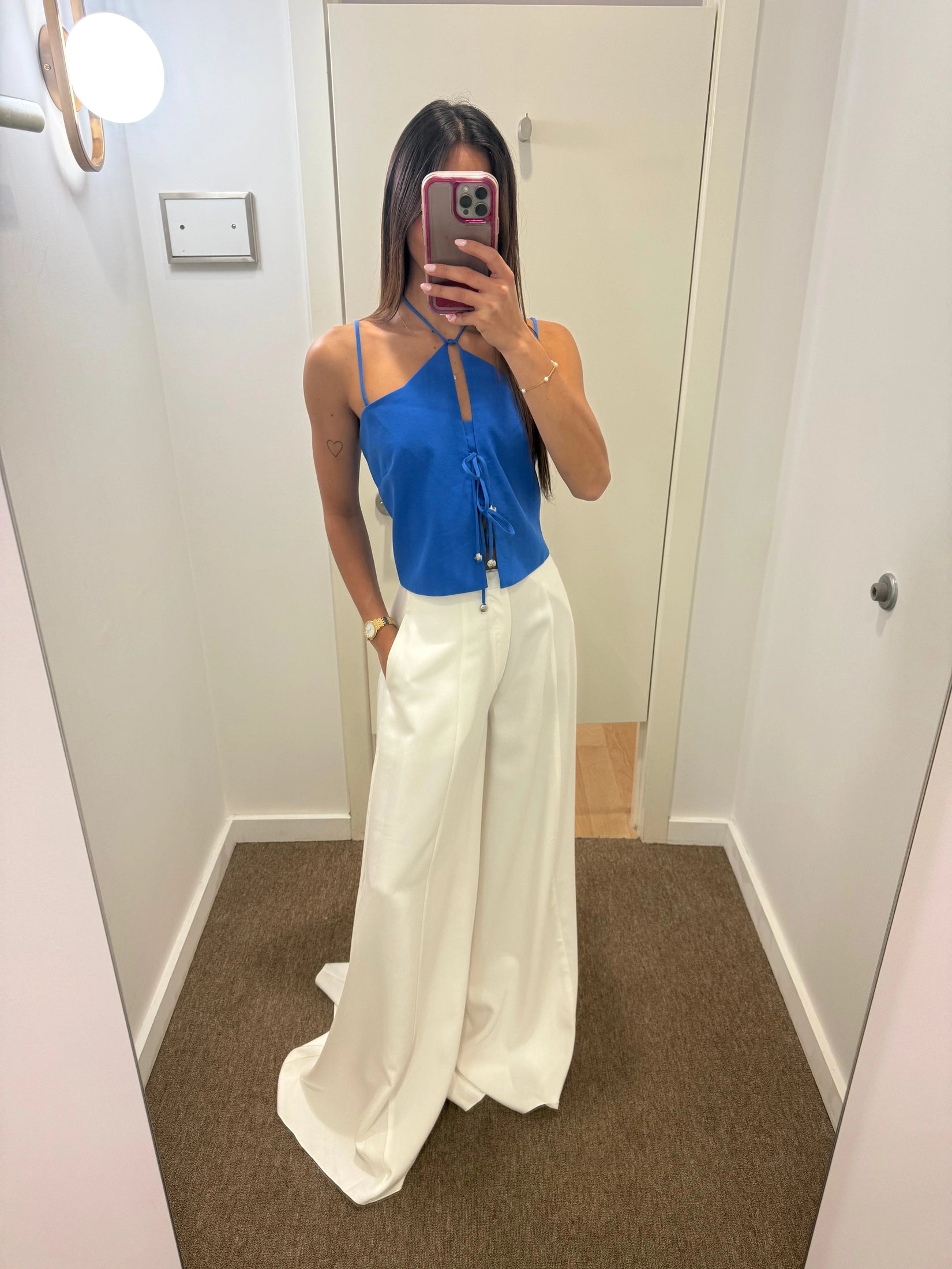 TD BLUE FRONT TIE TOP