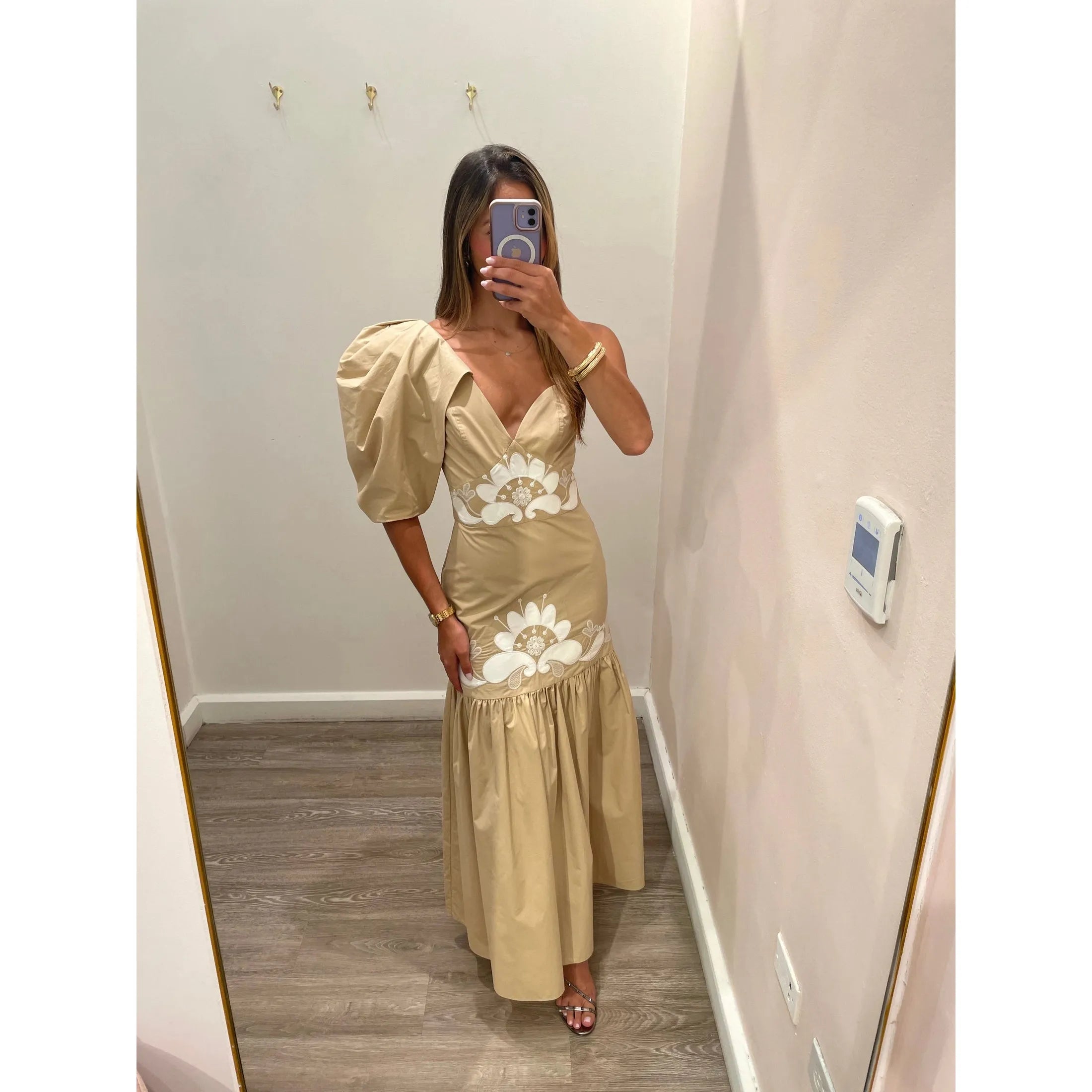 VESTIDO MANGA BEIGE