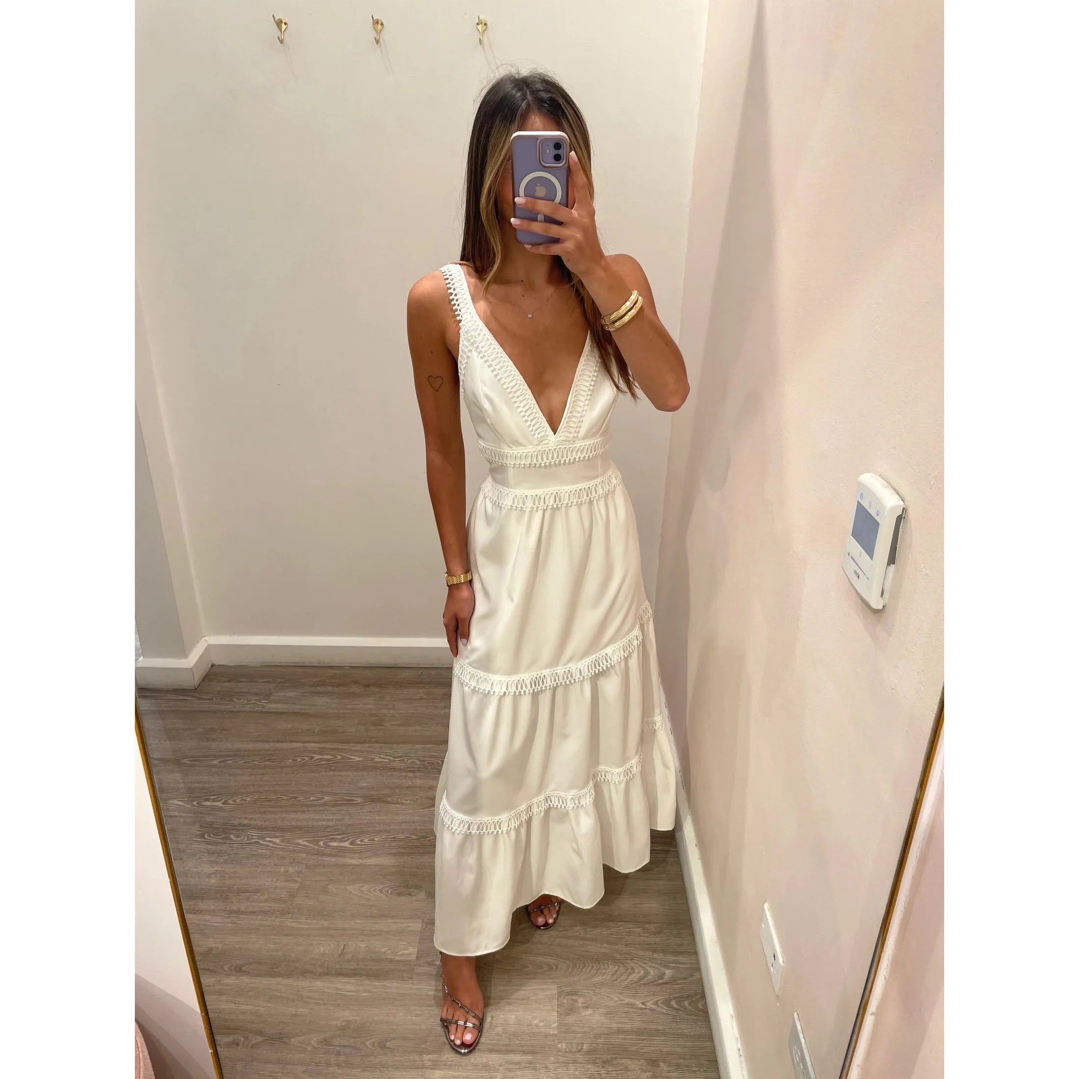 WHITE MAXI MIDI BORDADO