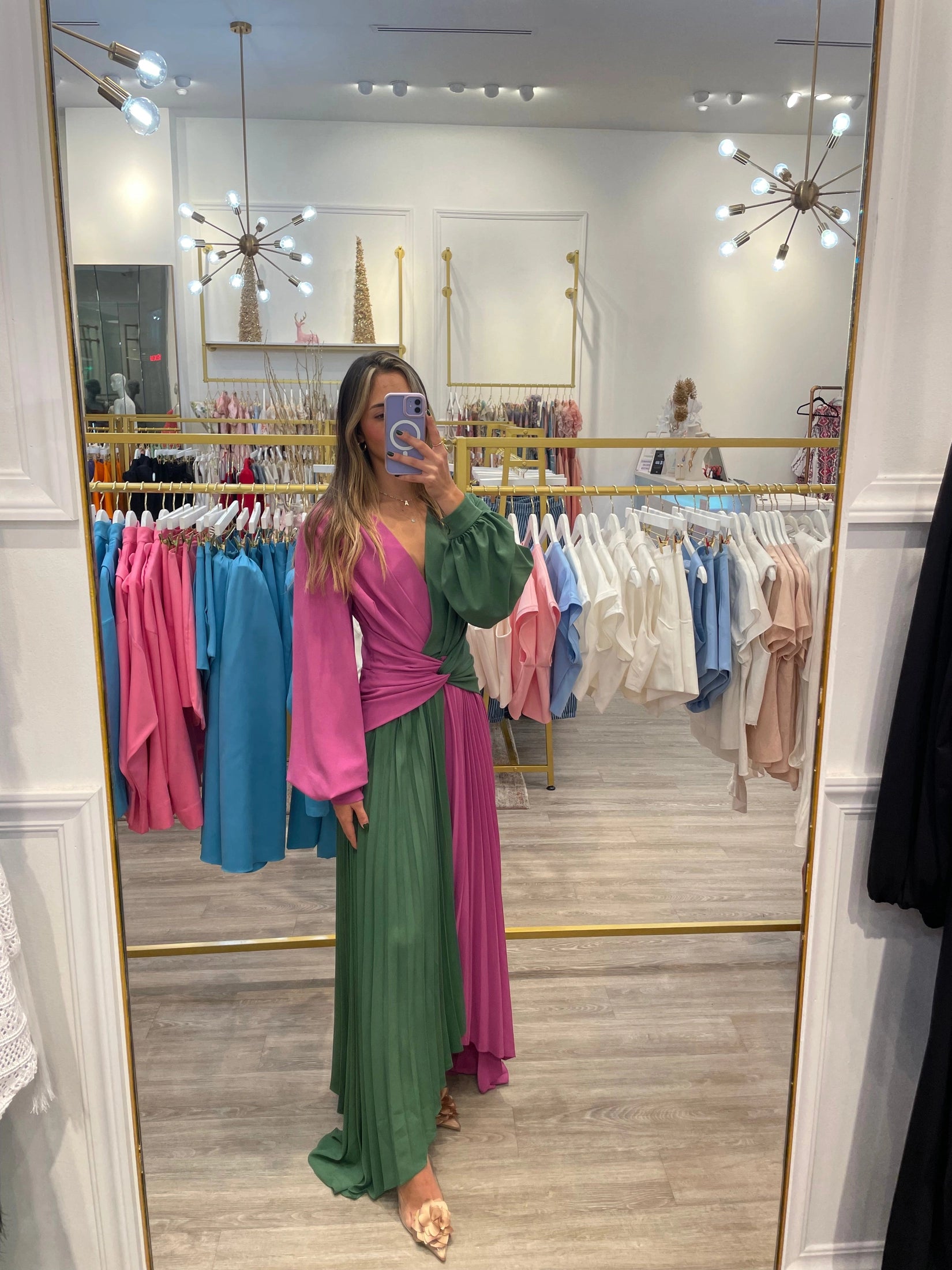 SKAZI GREEN AND PURPLE DRESS