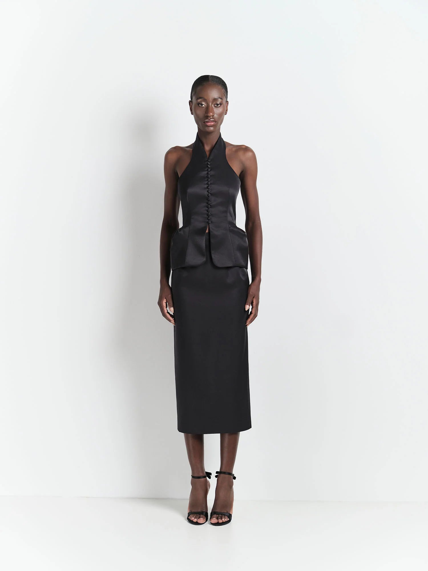 HL MOULAGE MIDI SKIRT - BLACK