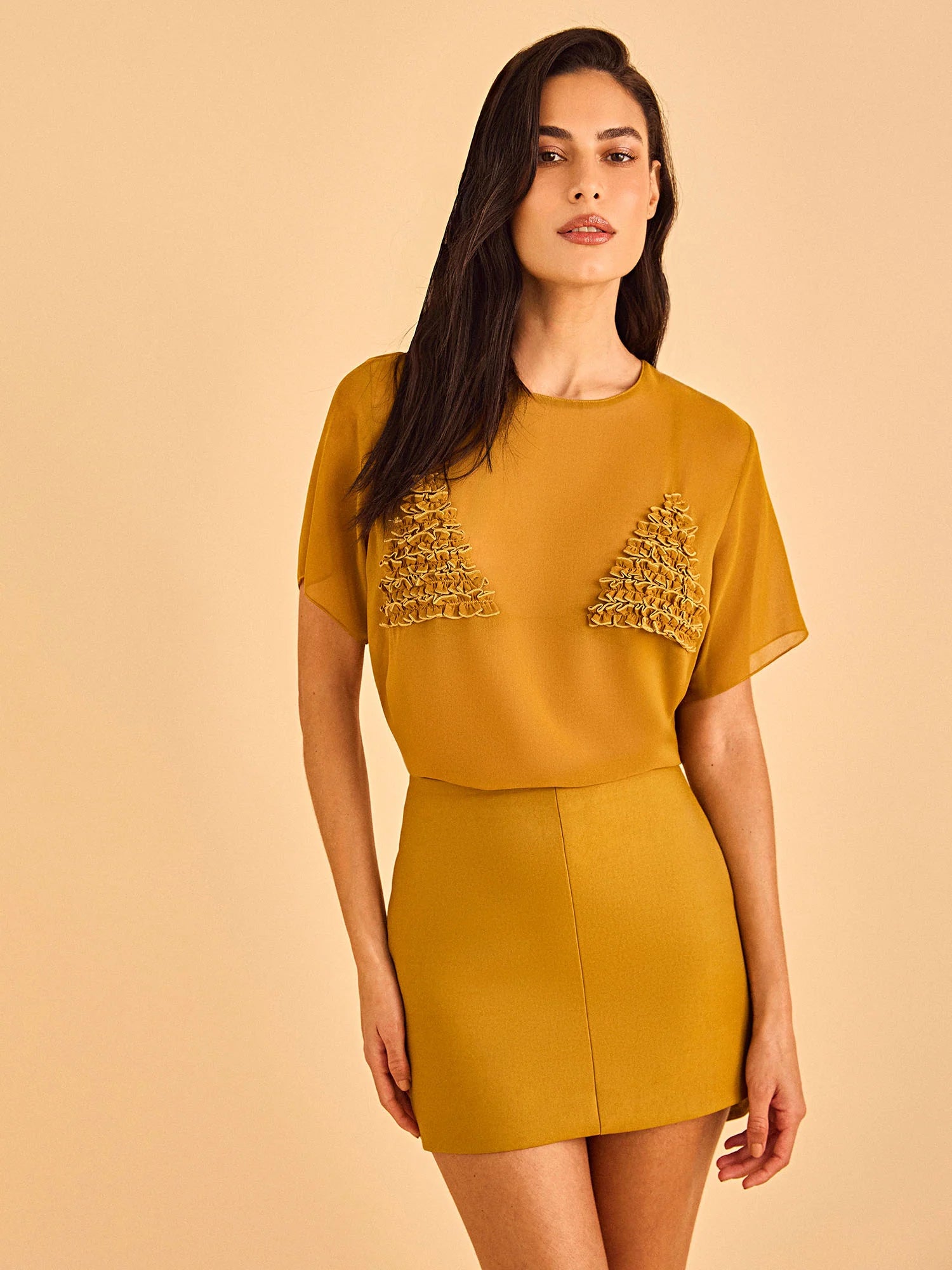 HL MOULAGE SHORT SKIRT MUSTARD