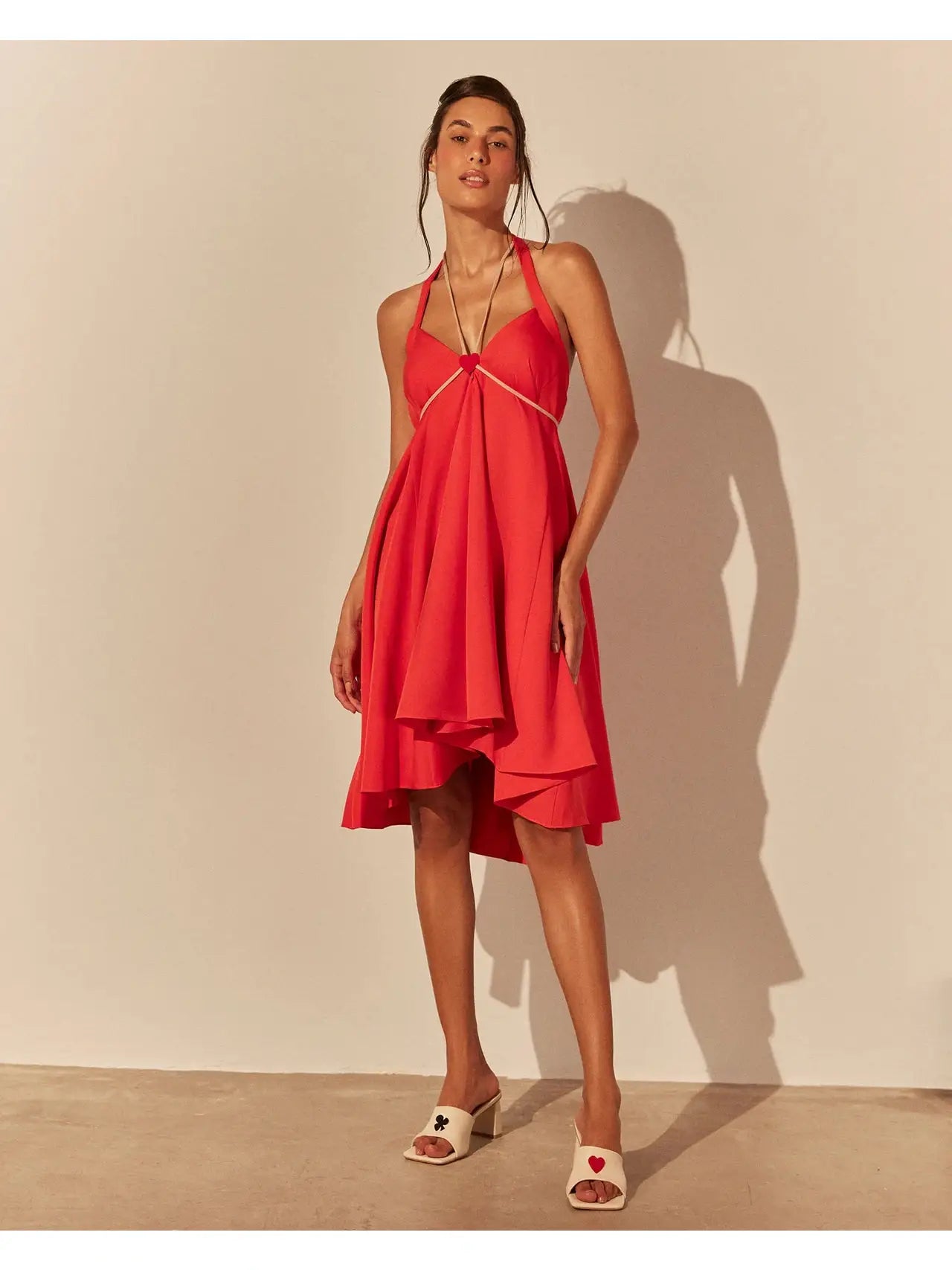 HL MIDI SKIRT FULL LOOK - RED