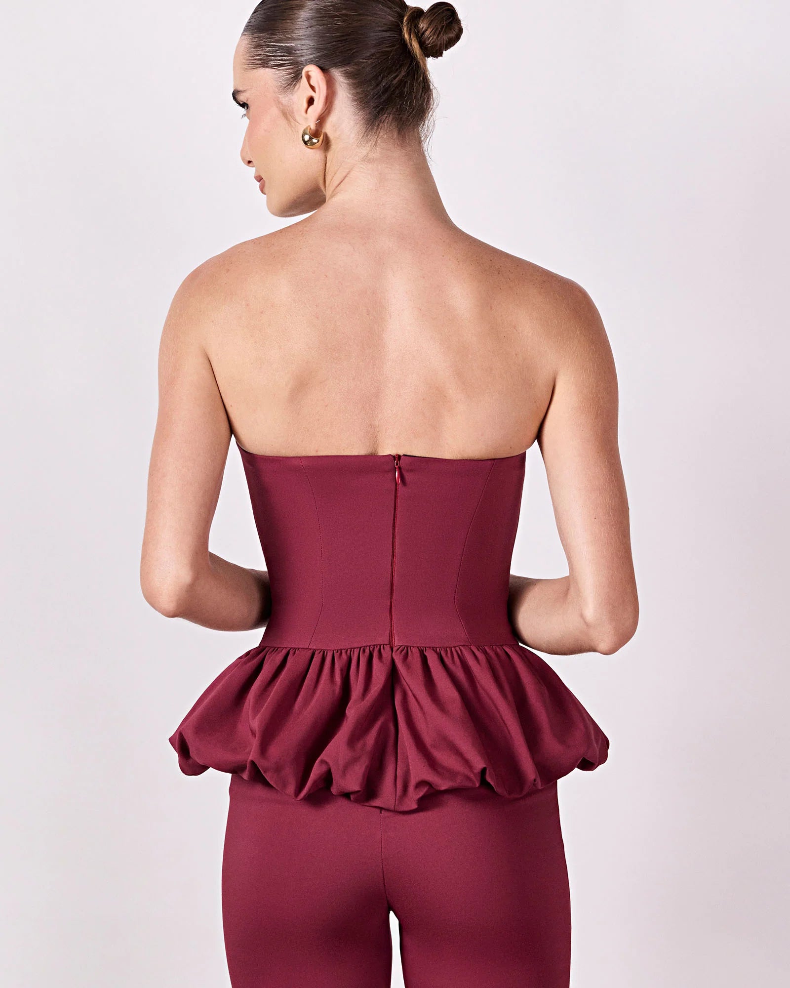 HL PEPLUM TOP - WINE
