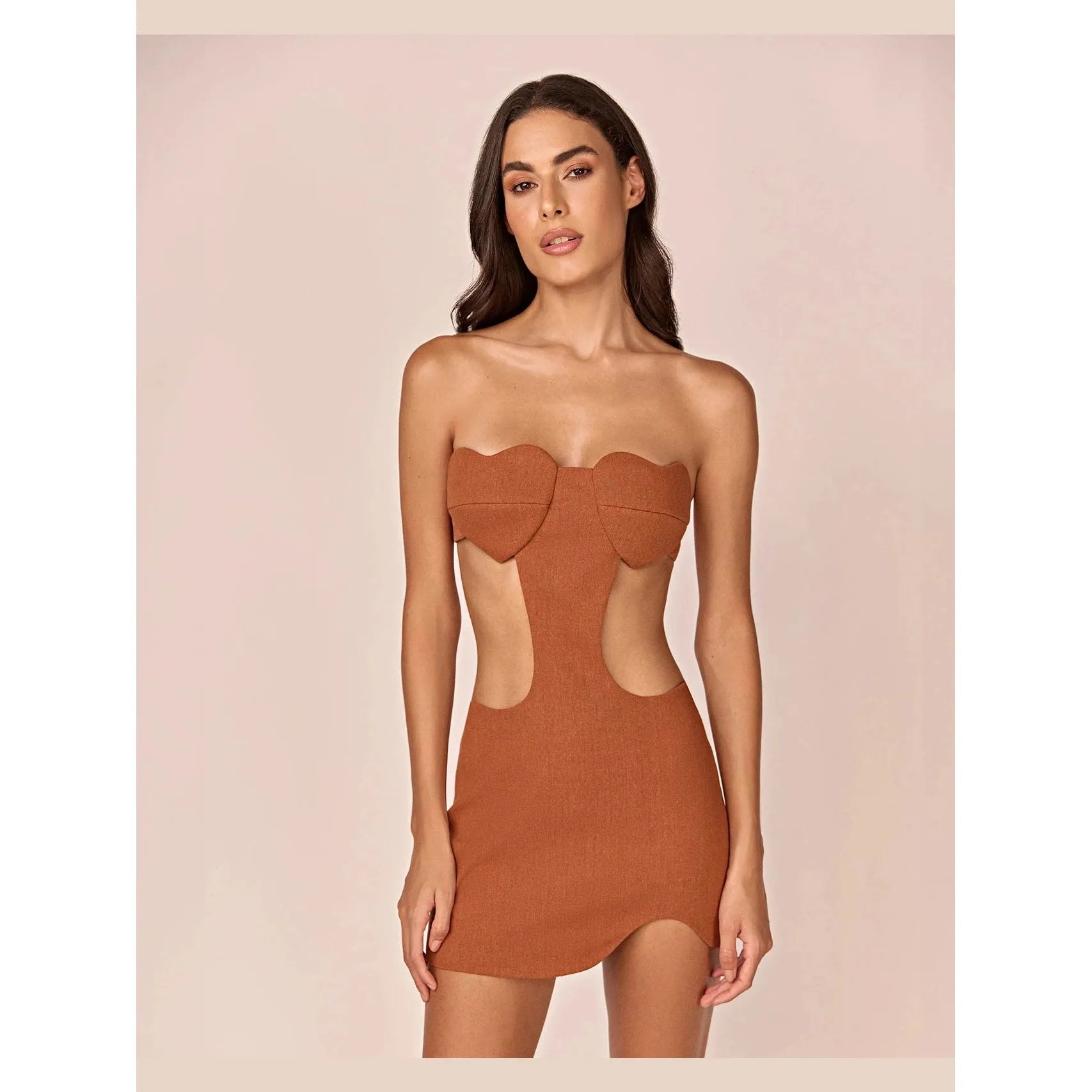 HL MINI DRESS TARSILA - BROWN