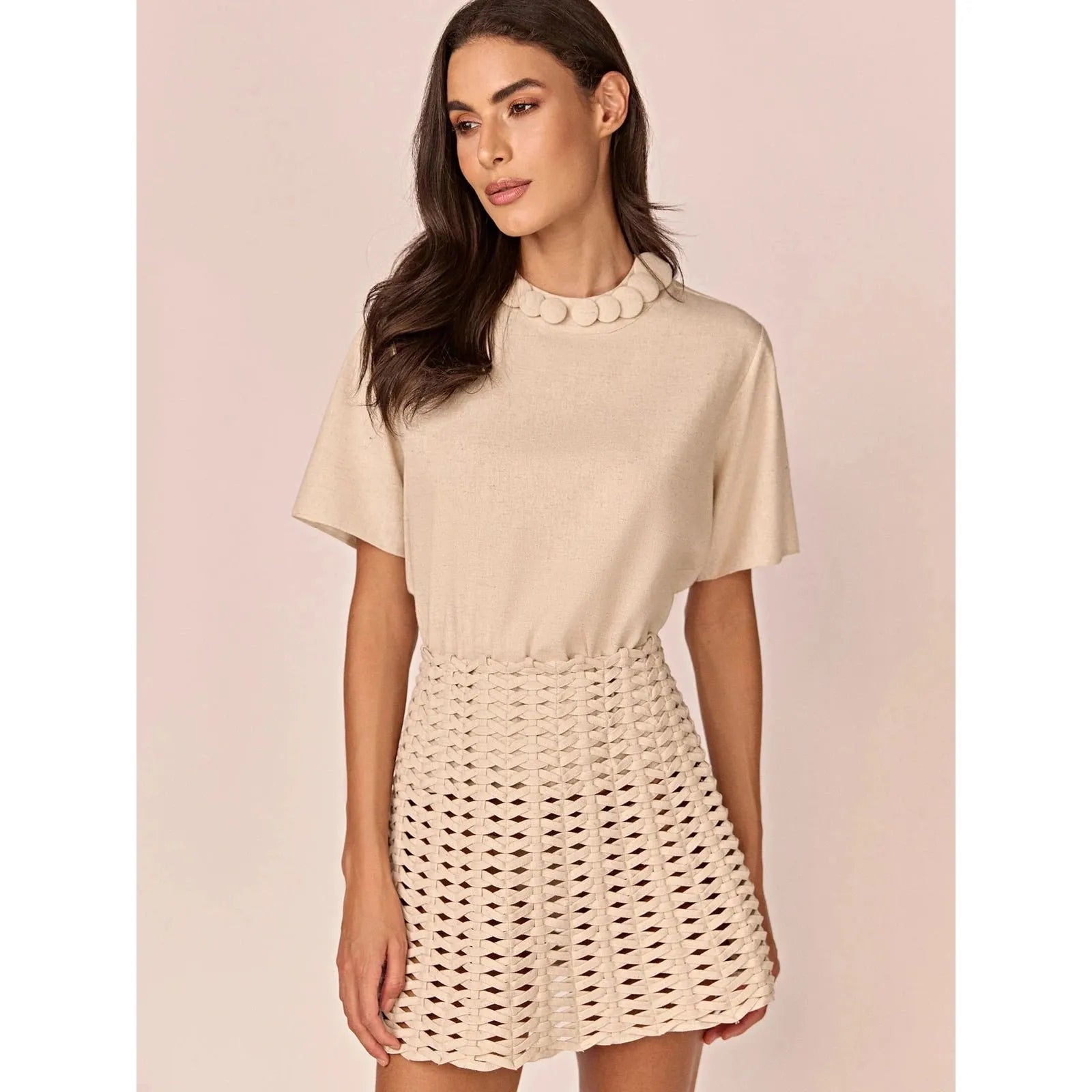 HL IFIGÊNIA MIX BUTTONS BLOUSE - NATURAL