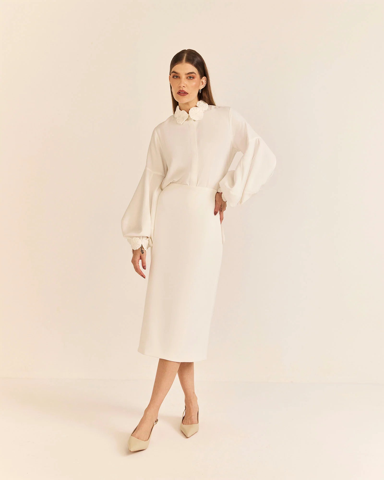 HL PONTES MIDI SKIRT WHITE