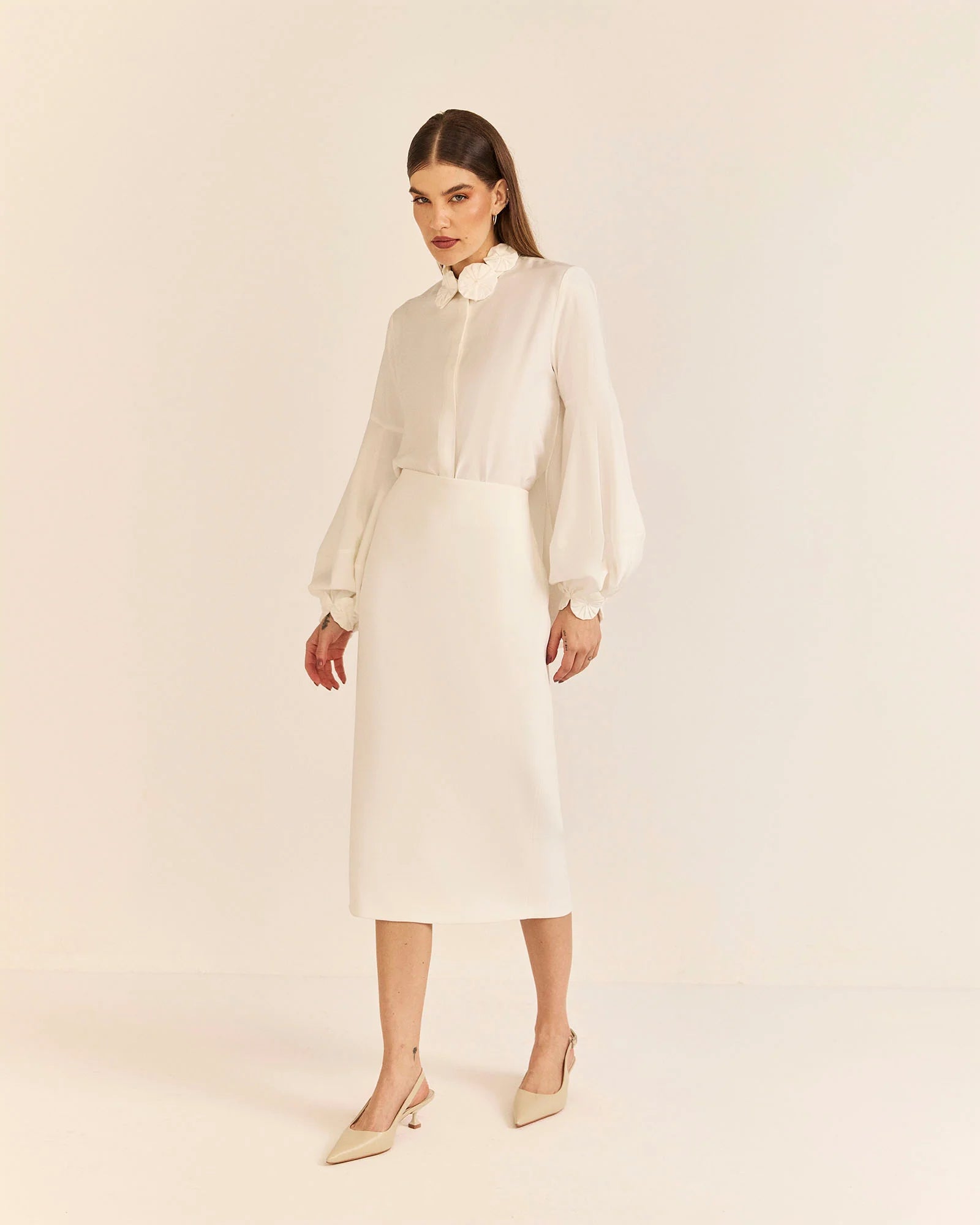 HL PONTES MIDI SKIRT WHITE