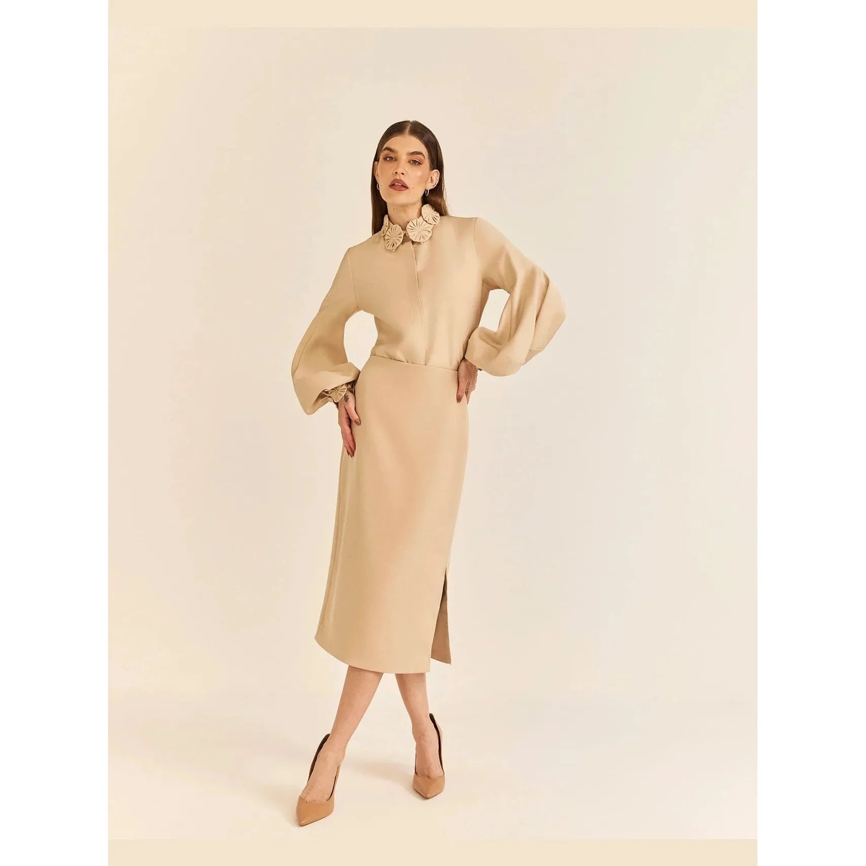 HL FUXICO BLOUSE BEIGE