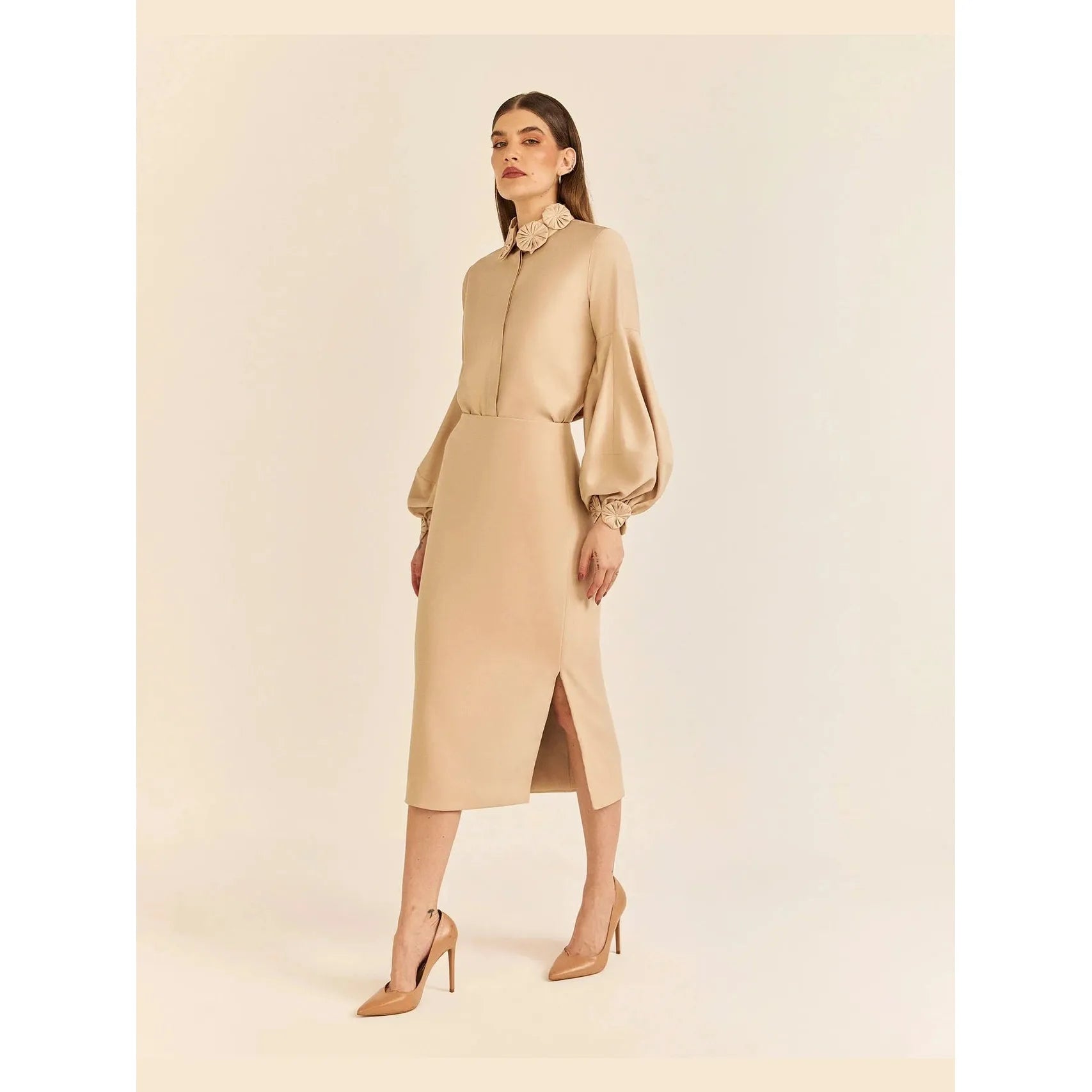 HL FUXICO BLOUSE BEIGE
