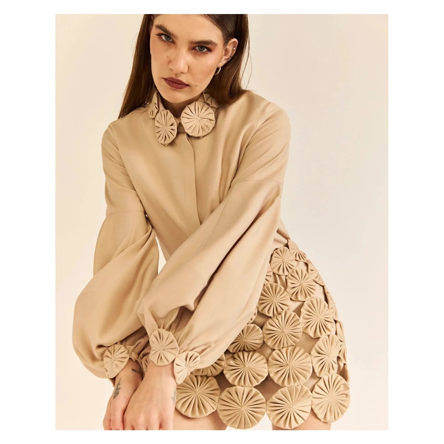 HL FUXICO SKIRT BEIGE