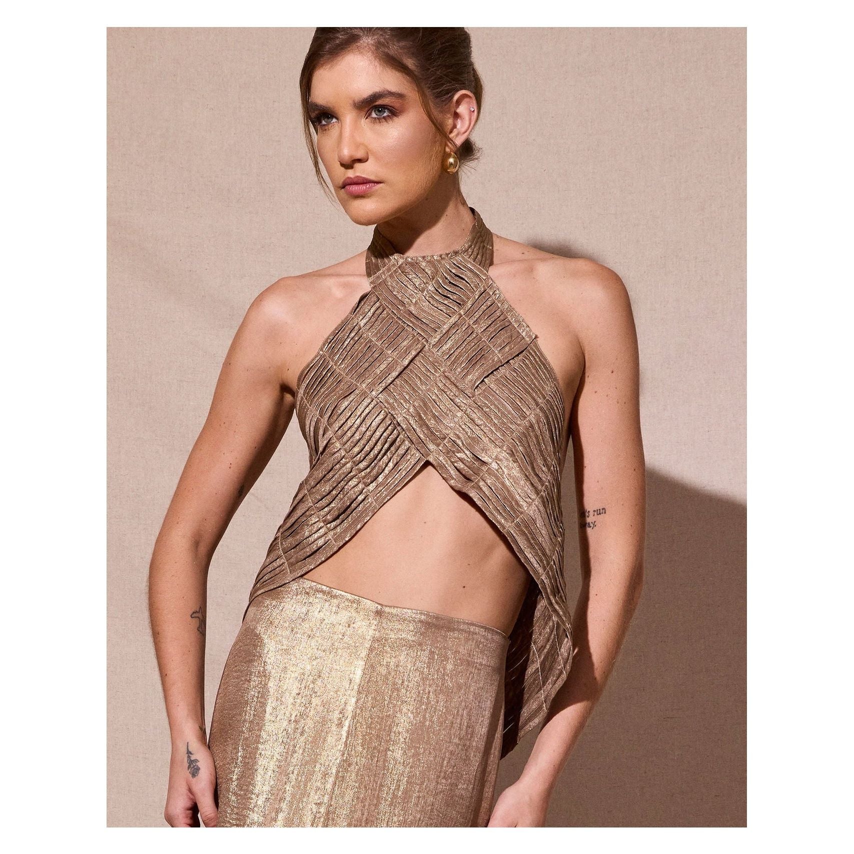 HL GLAMOUR GOLD TRAMA BLOUSE