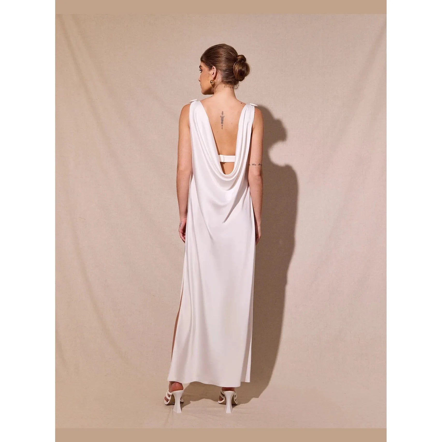HL LONG SATIN DRAPED DRESS