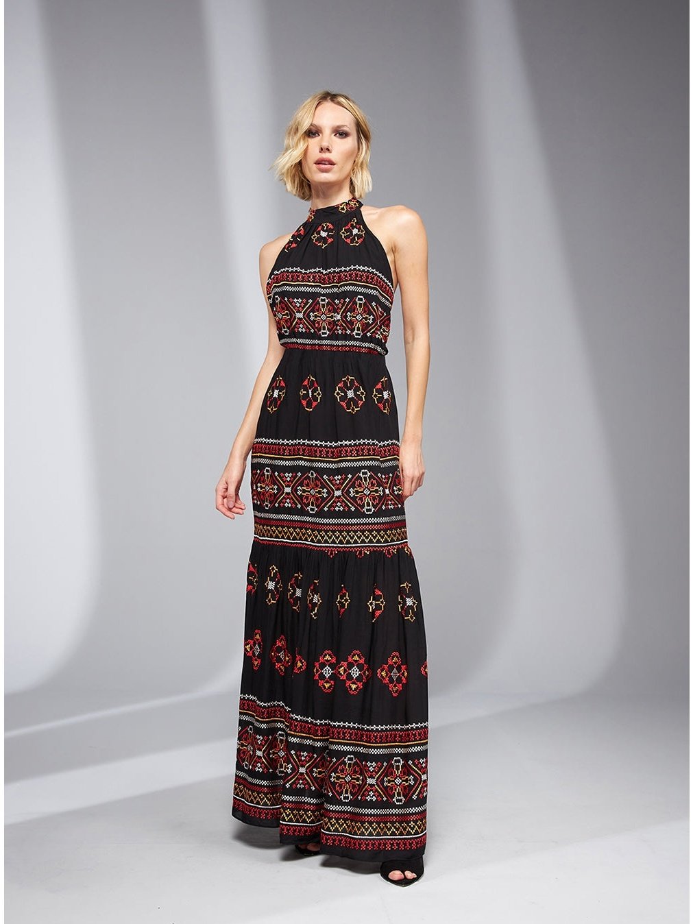 Unique Neckline Halter Dress
