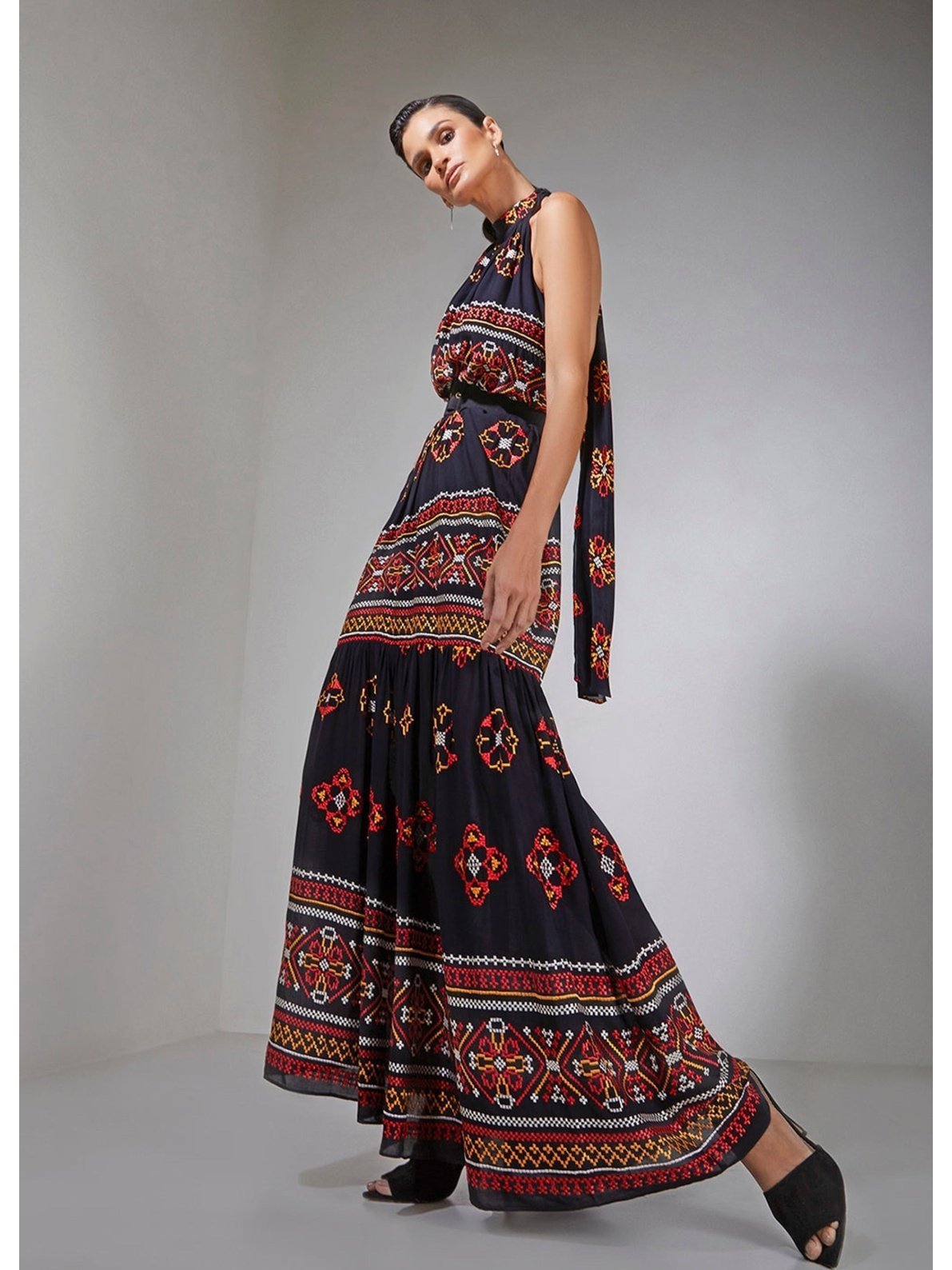 Unique Neckline Halter Dress