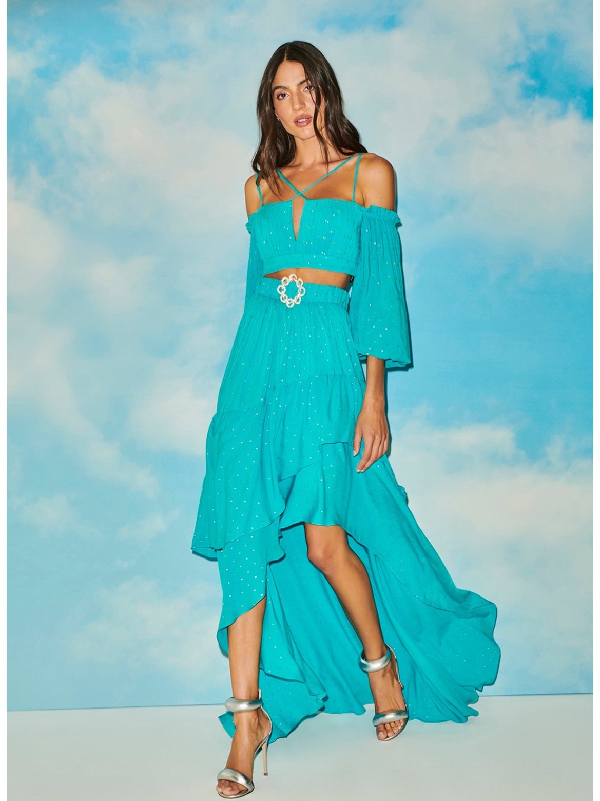 SC Ruffles Diamonds Two Piece Set Pacific Blue