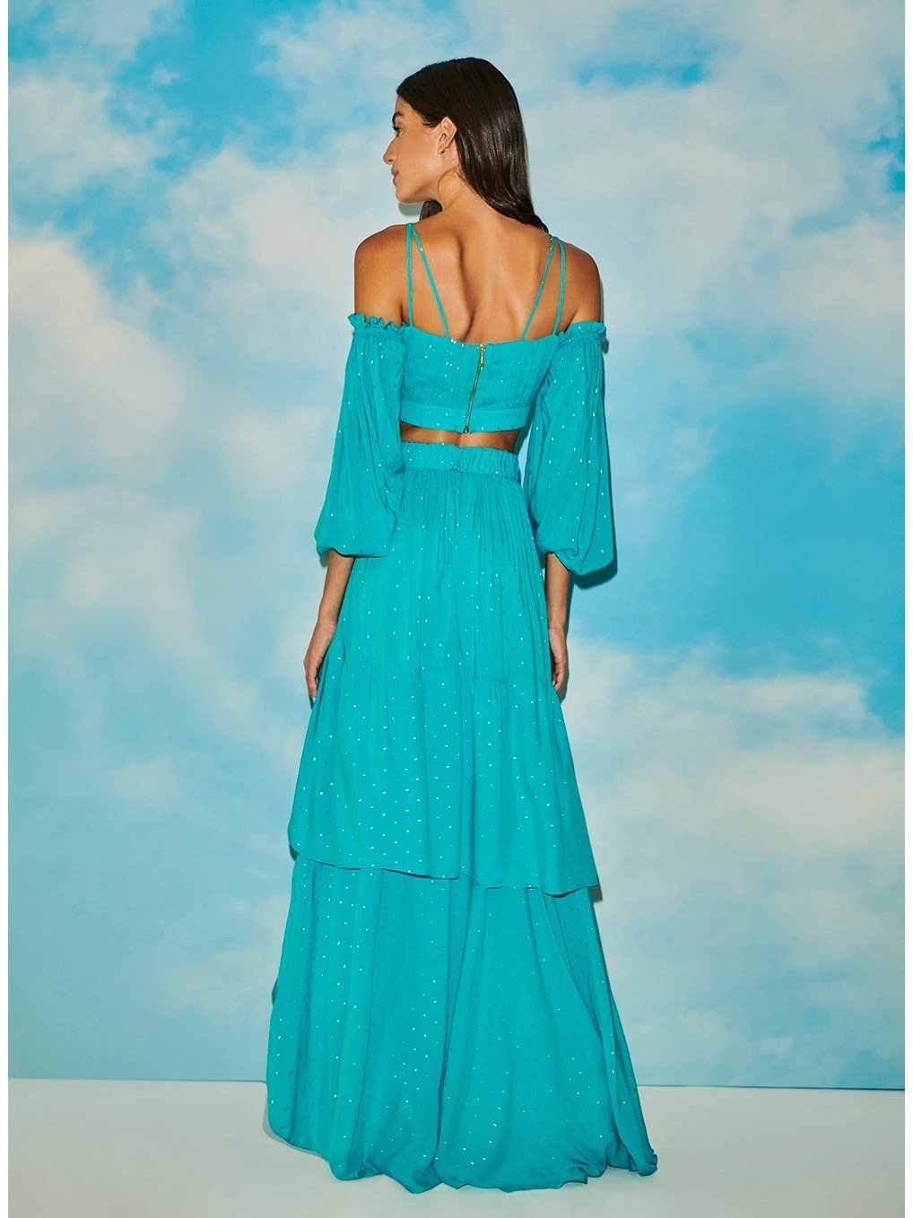 SC Ruffles Diamonds Two Piece Set Pacific Blue