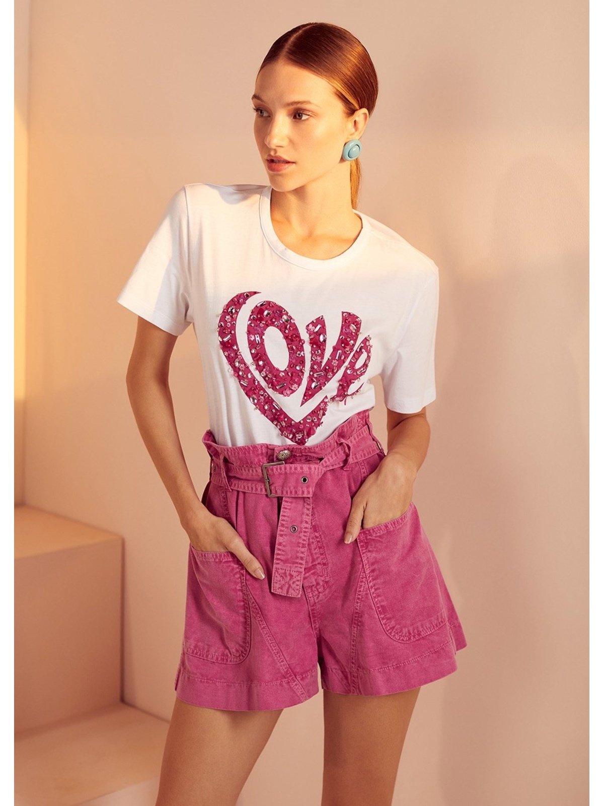 Belted Fucsia Shorts