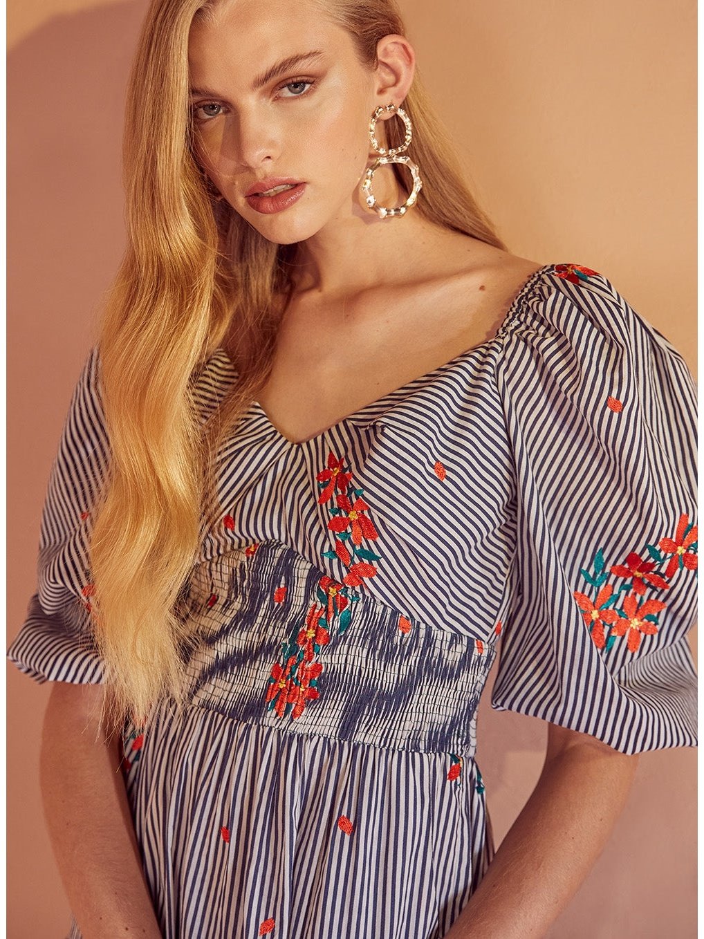 Embroidered Flower Mini Dress