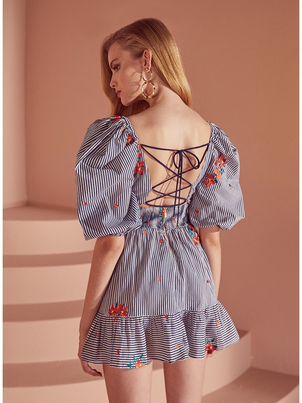 Embroidered Flower Mini Dress