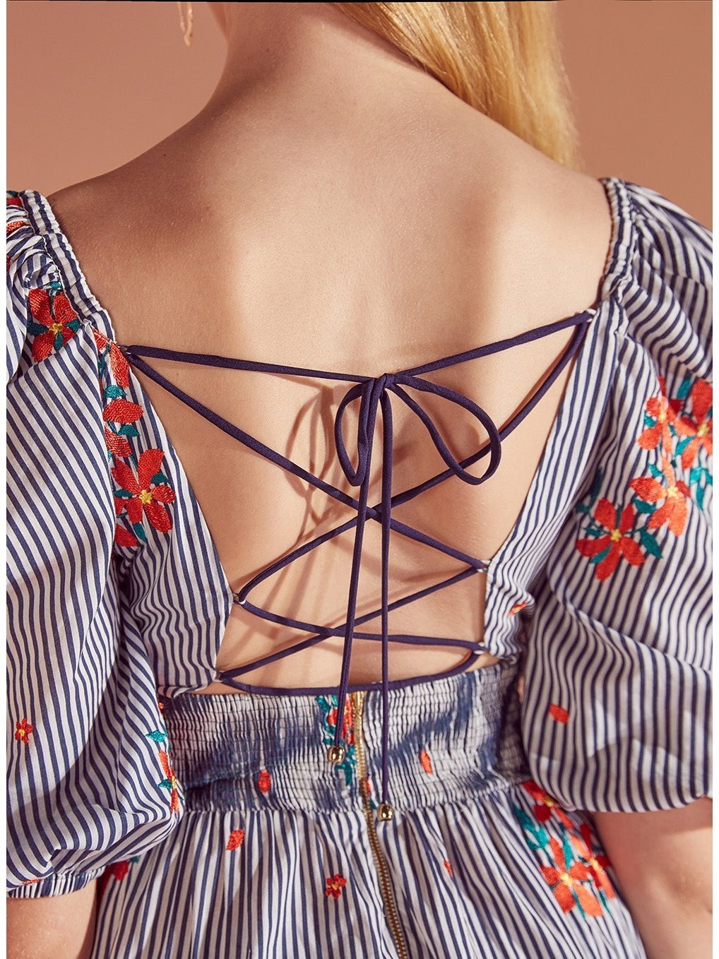 Embroidered Flower Mini Dress