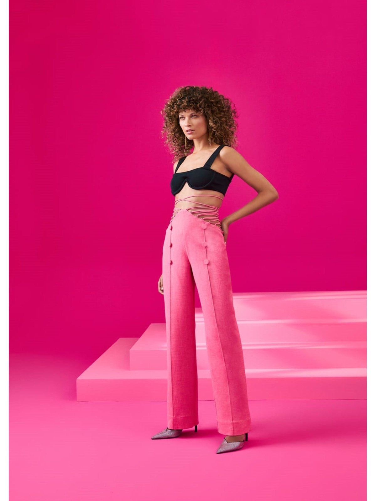 SC High Waisted Threaded Pants Pink