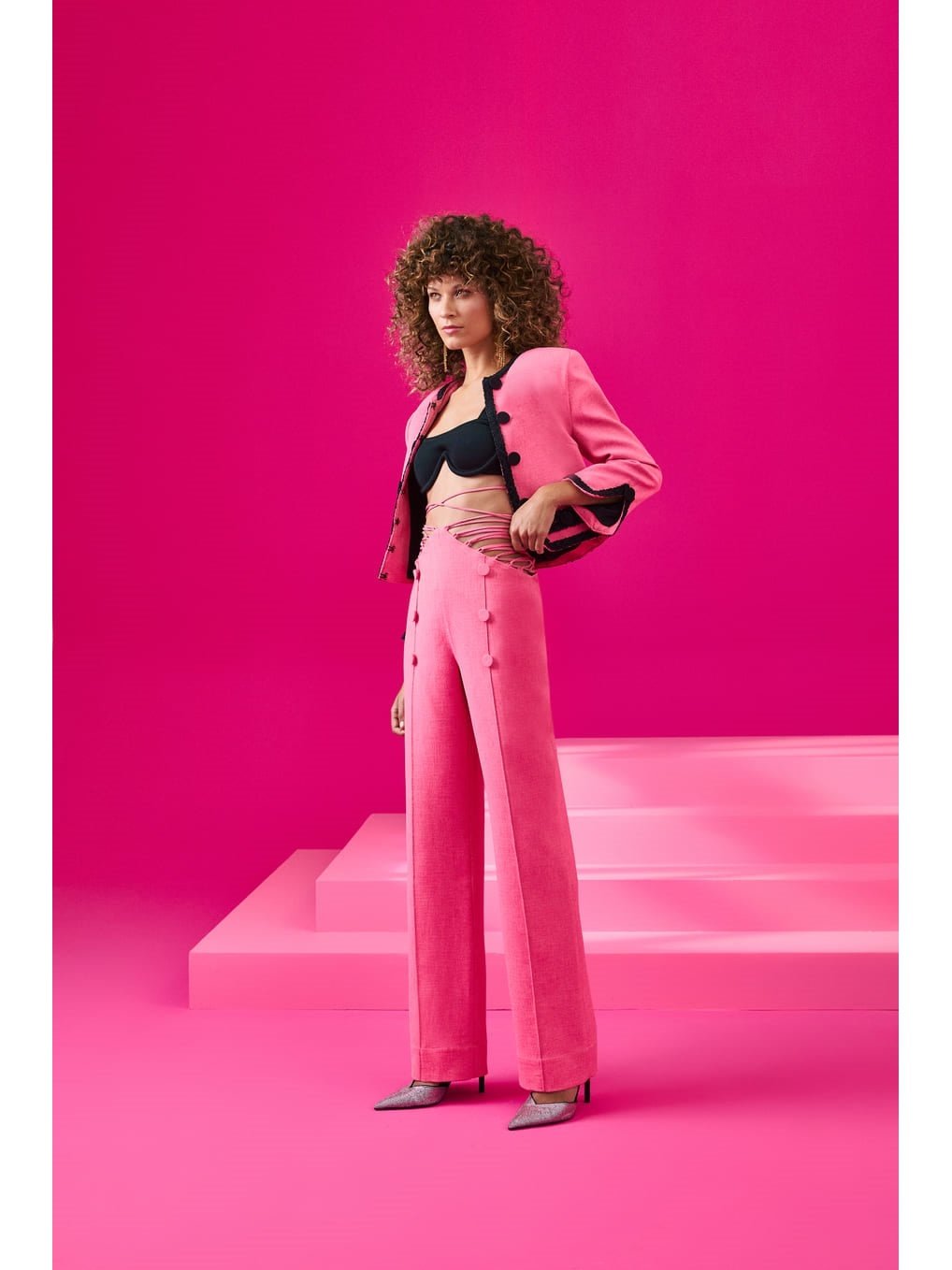 SC High Waisted Threaded Pants Pink