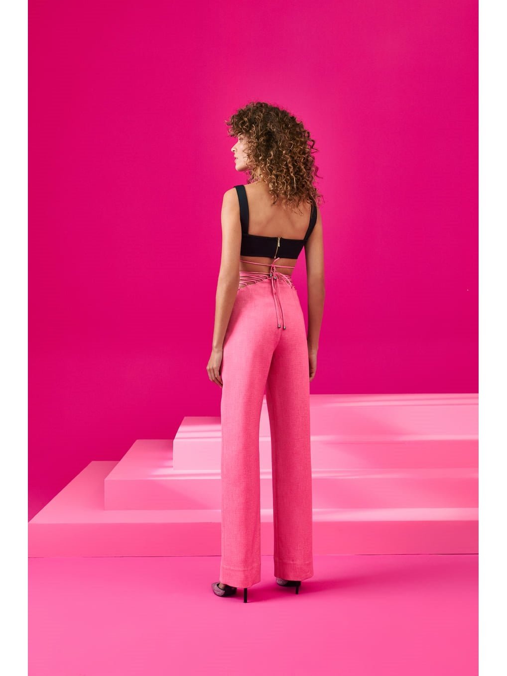 SC High Waisted Threaded Pants Pink
