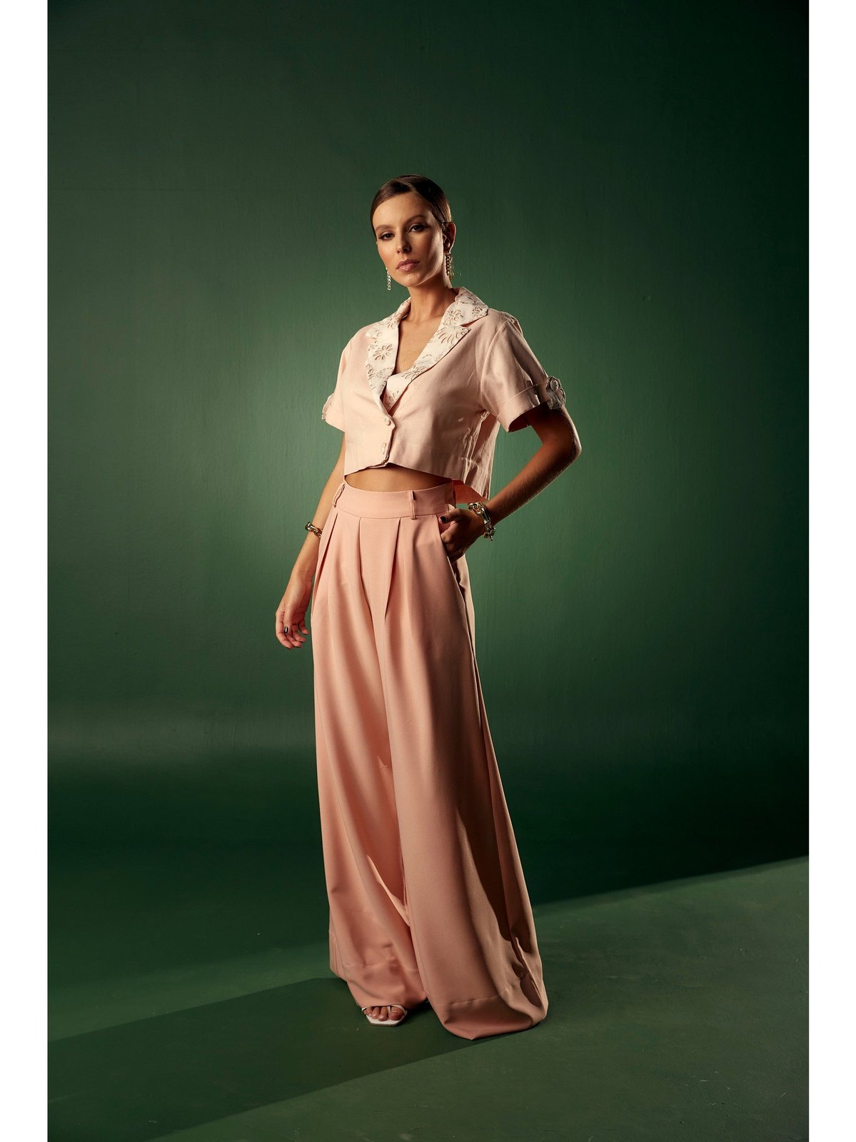 Linen Rose Cropped Top-Irreal Collection
