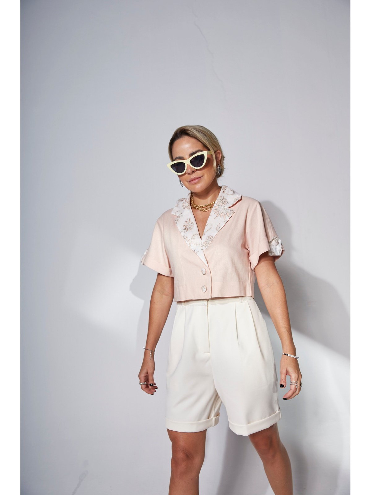 Linen Rose Cropped Top-Irreal Collection
