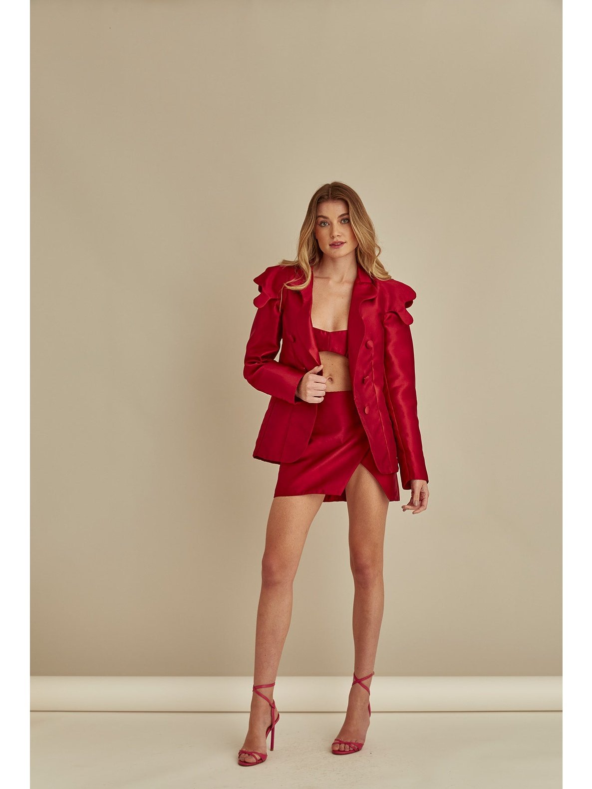 Slit Farol Skirt Red